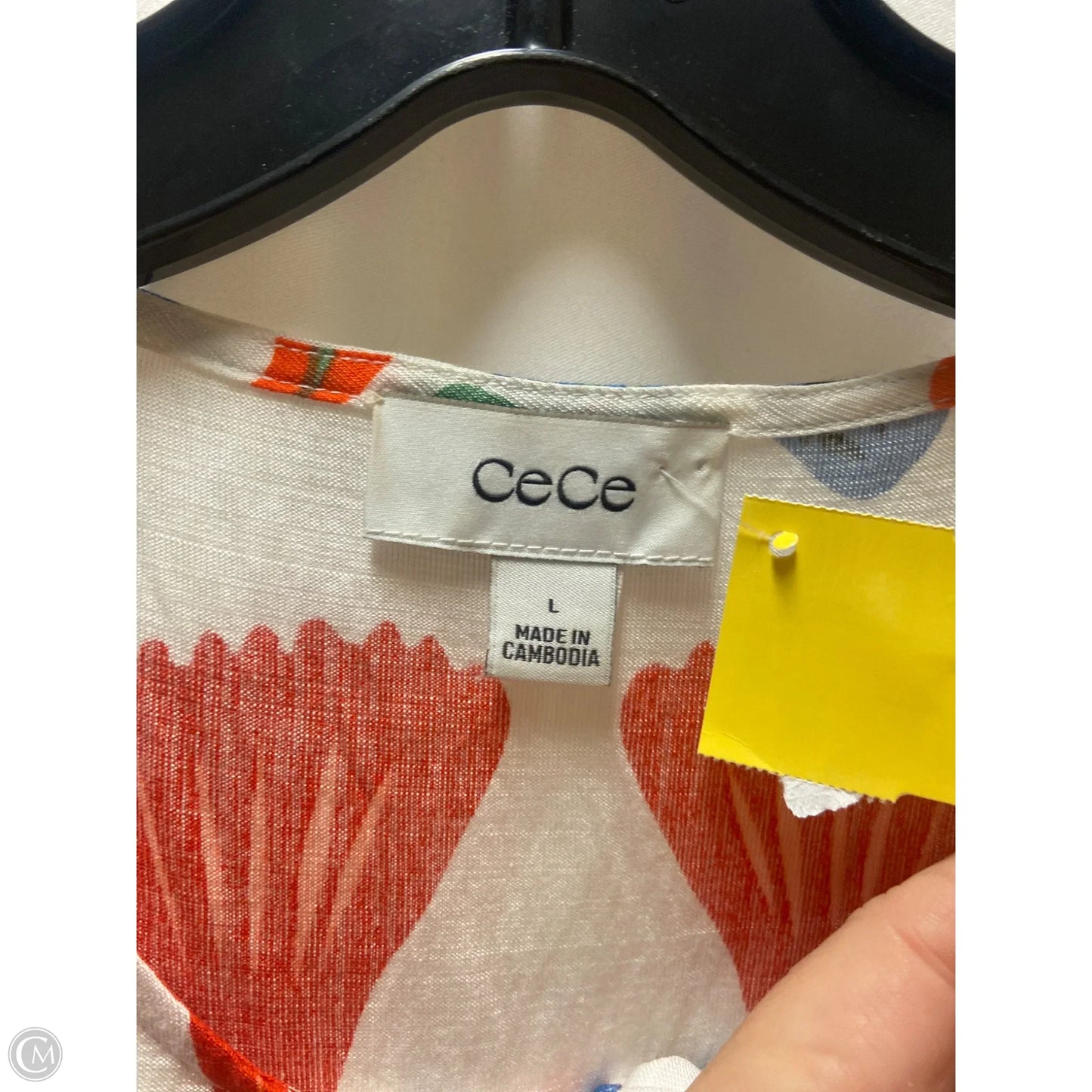 Top Short Sleeve By Cece In White, Size: L