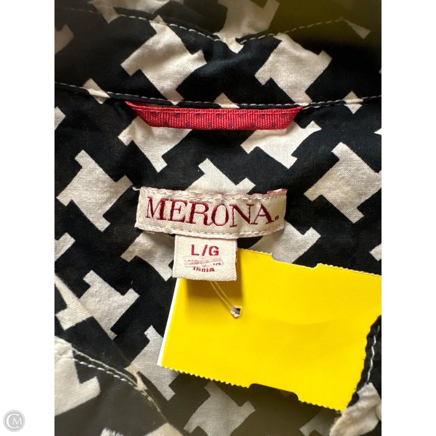 Top Long Sleeve By Merona In Black & White, Size: L