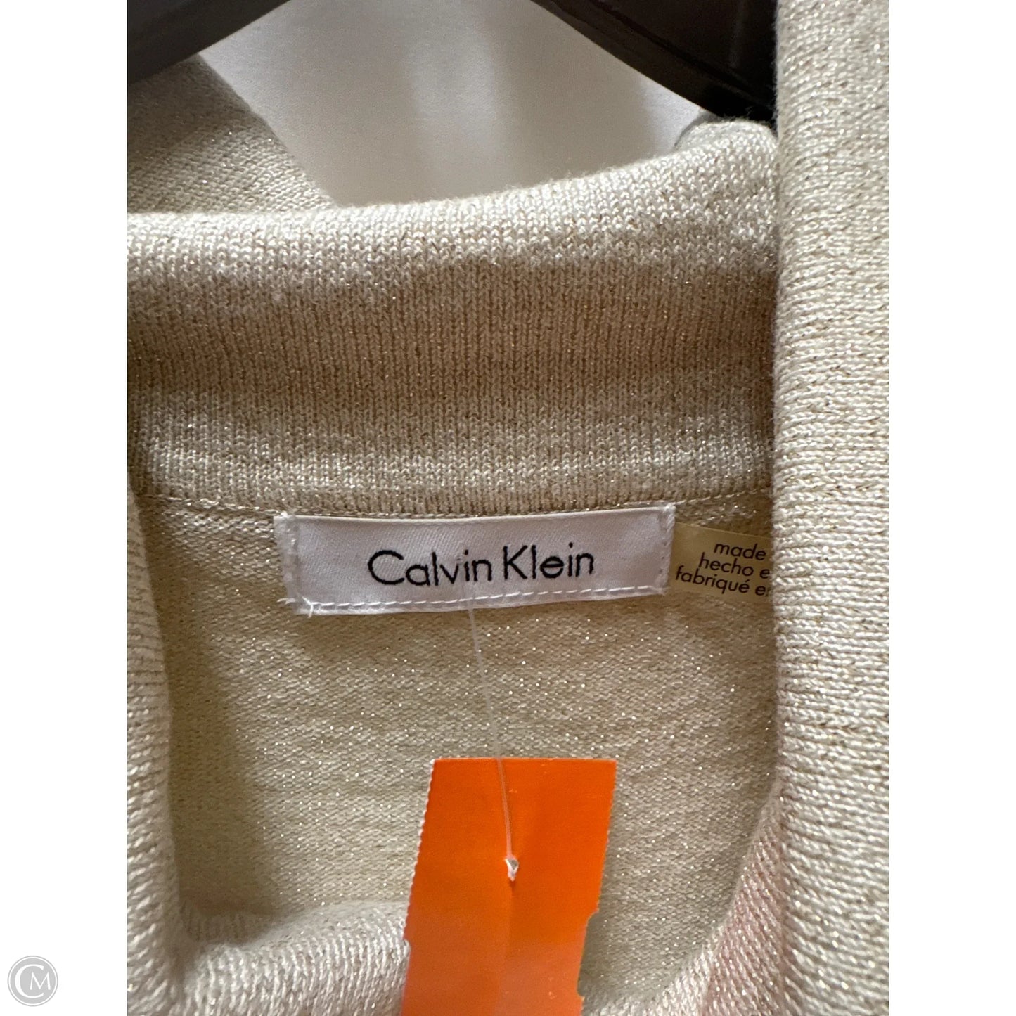 Top Long Sleeve By Calvin Klein In Gold, Size: L