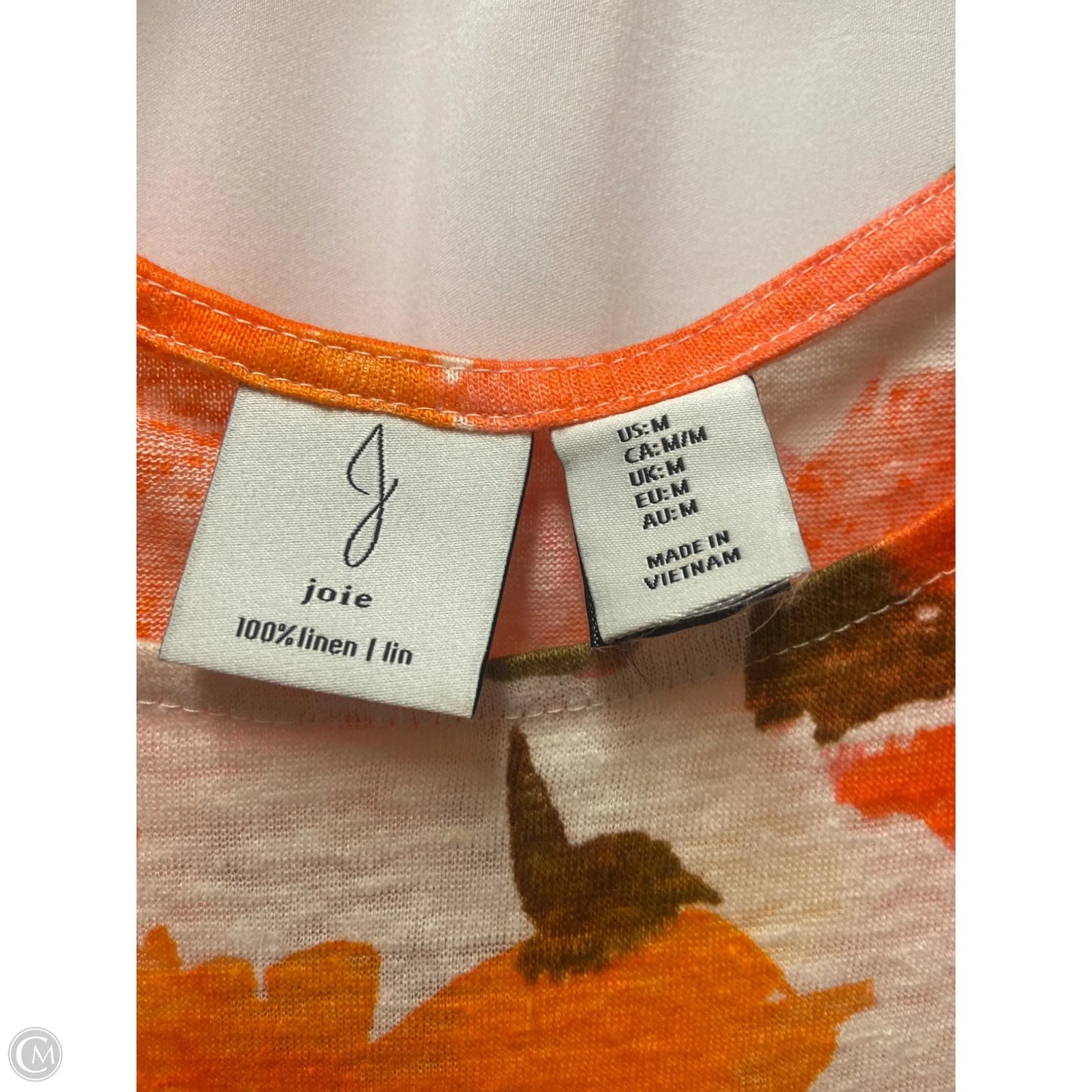 Top Sleeveless By Joie In Orange, Size: M