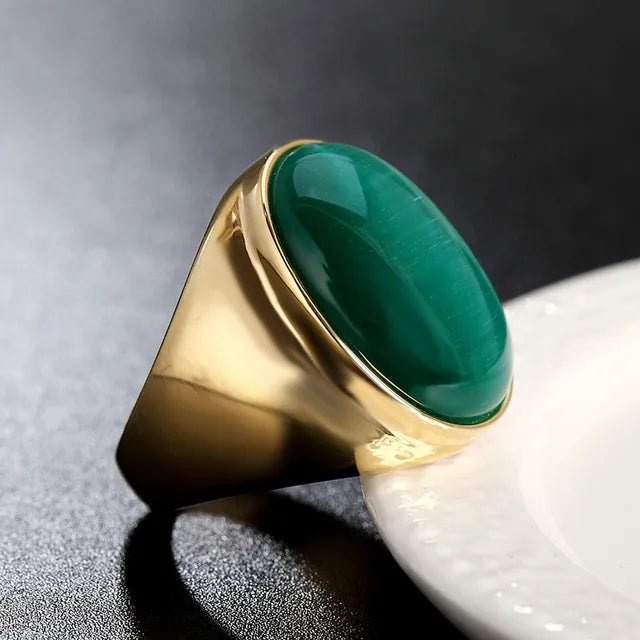 Ring Other Cma NEW Big colored oval stone 18K Plated Stainless Steel Waterproof Ring Size 8