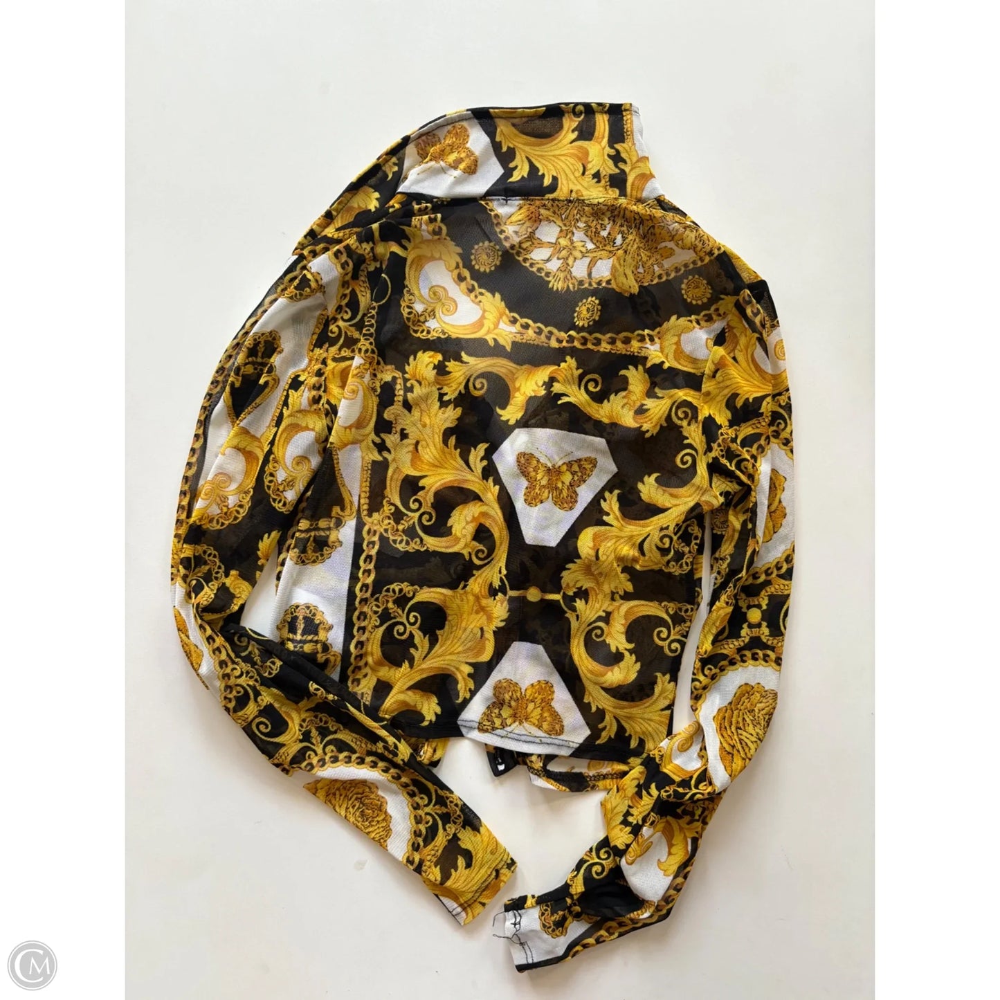 Blouse Long Sleeve By Guess In Gold, Size: S