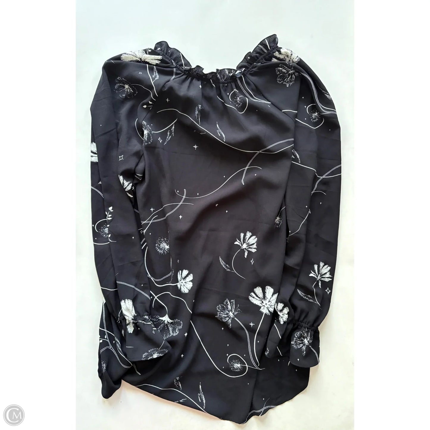 Blouse Long Sleeve By Kaari Blue In Black, Size: Xl