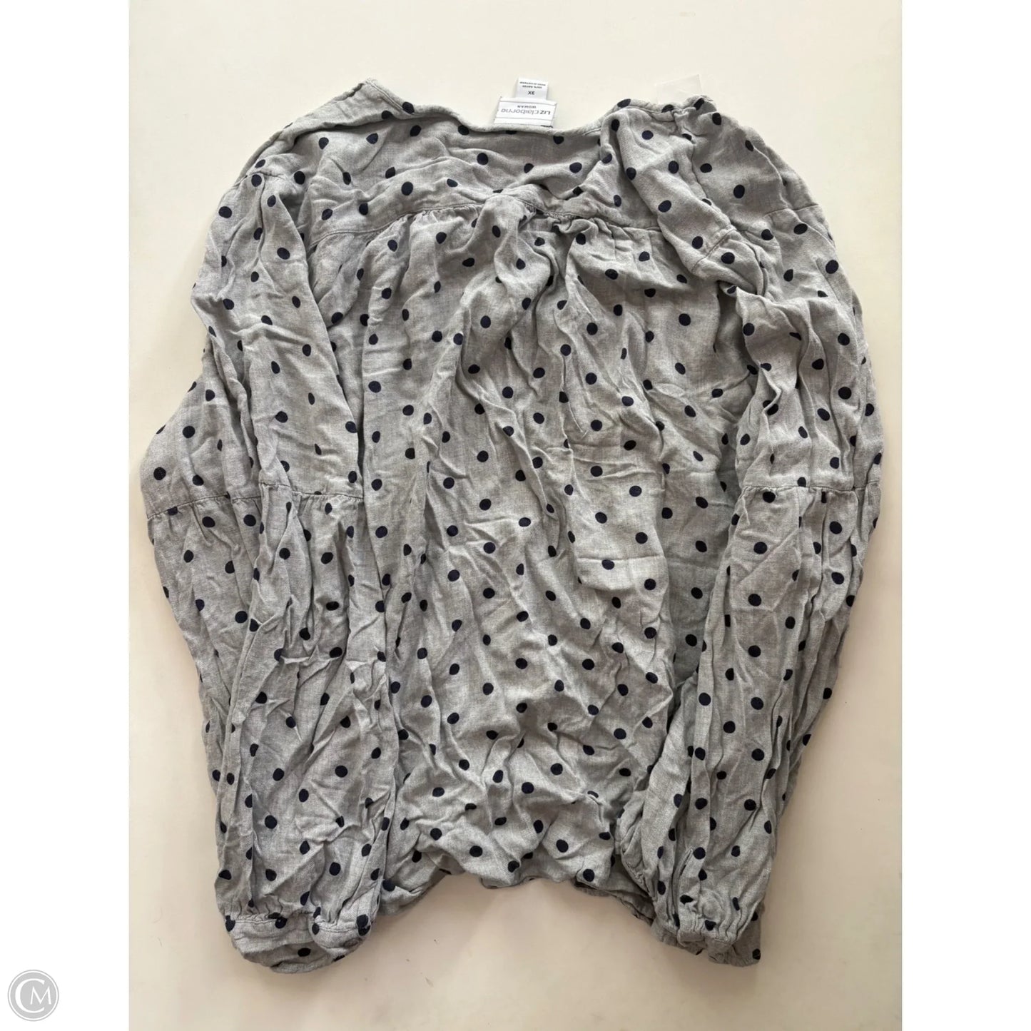 Top Long Sleeve By Liz Claiborne In Polkadot Pattern, Size: 3x