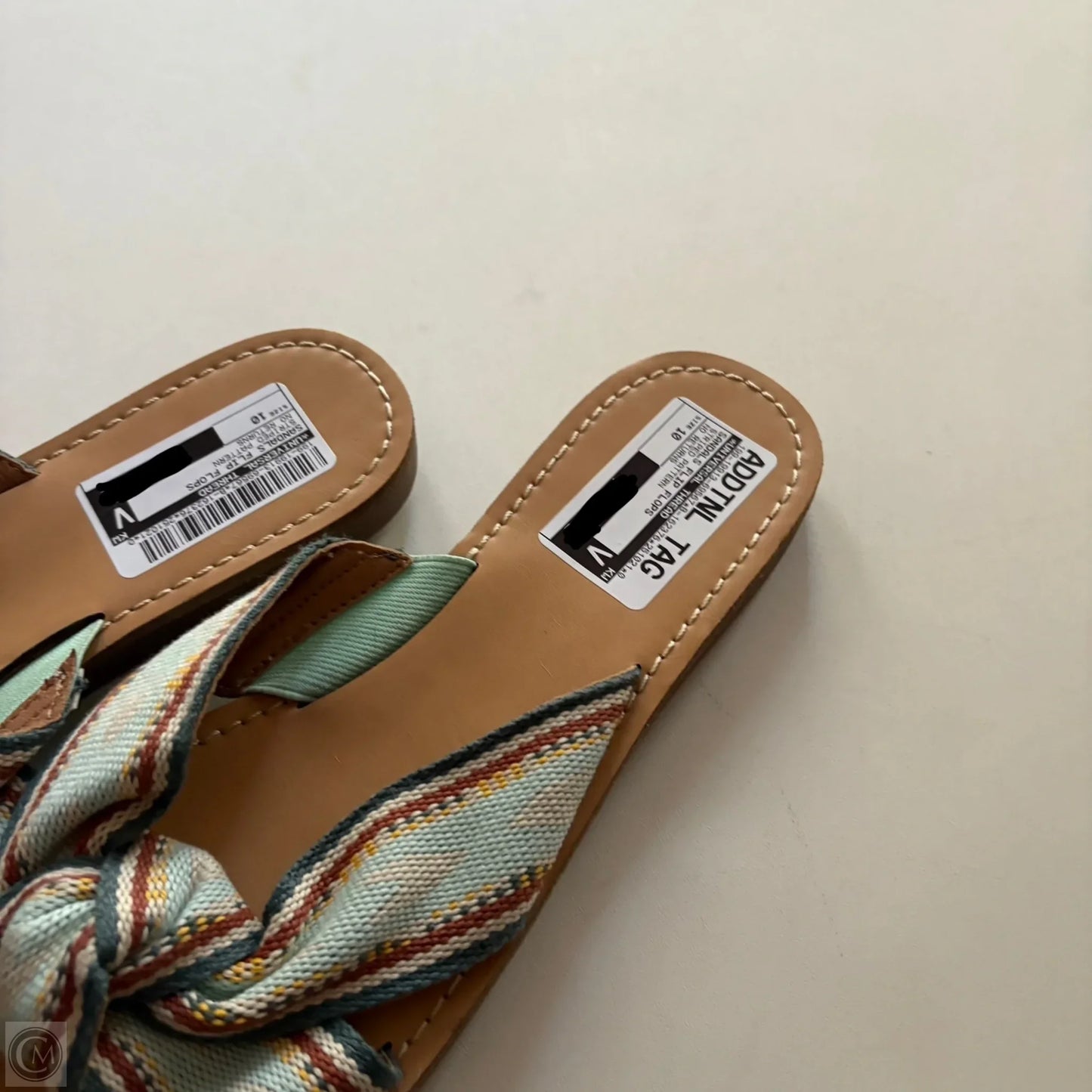 Sandals Flip Flops By Universal Thread In Striped Pattern, Size: 10