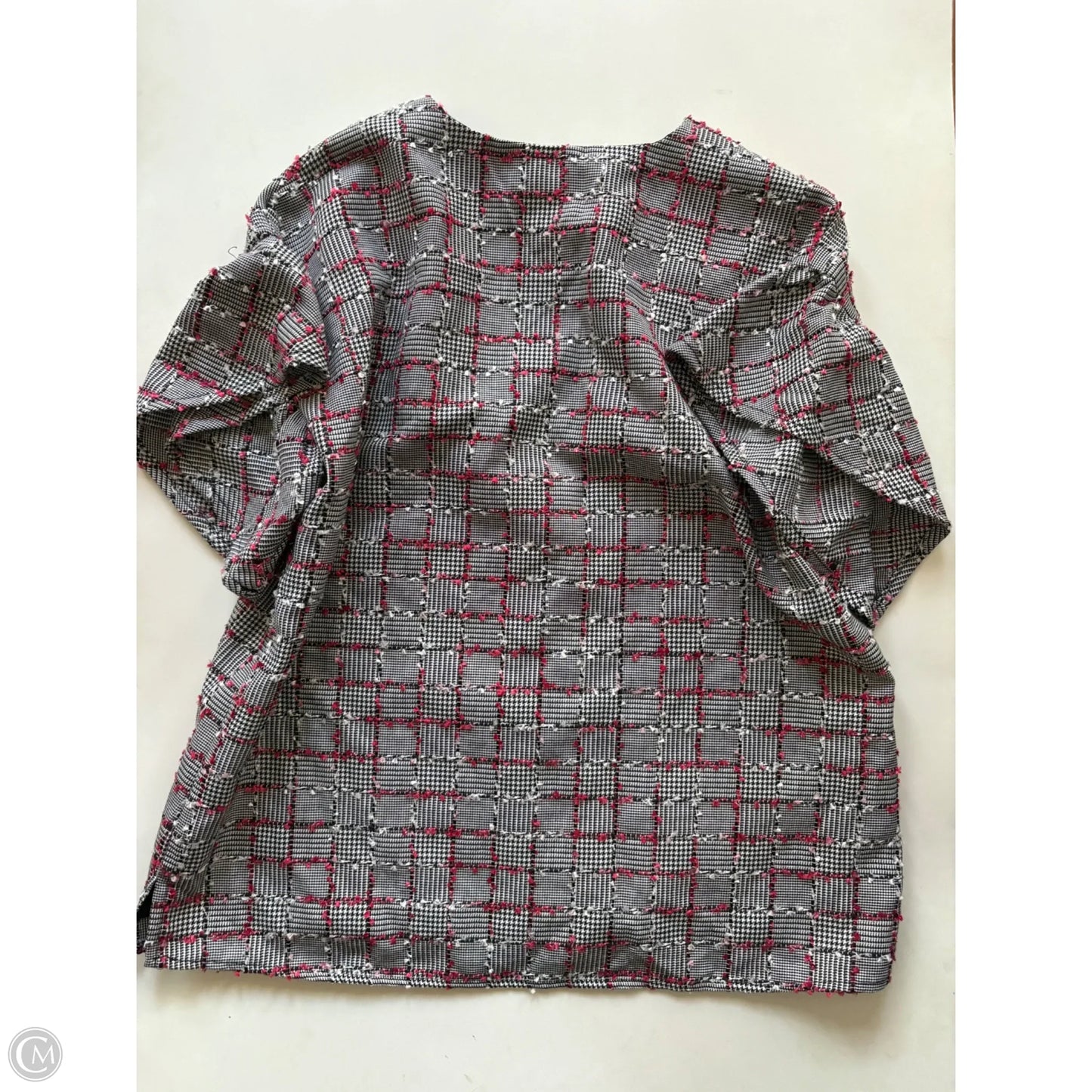 Top Short Sleeve By Jade In Plaid Pattern, Size: L