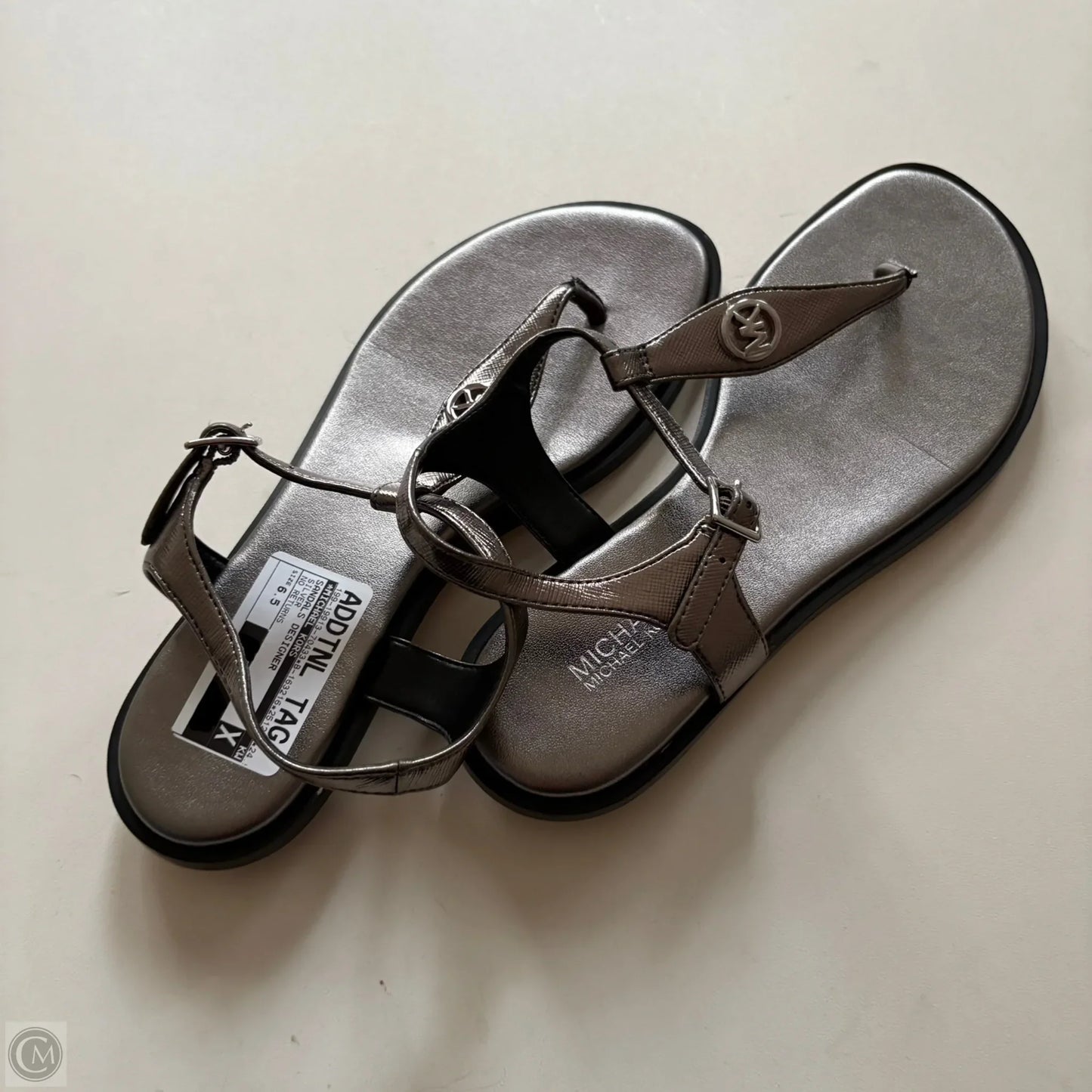 Sandals Designer By Michael Kors In Silver, Size: 6.5