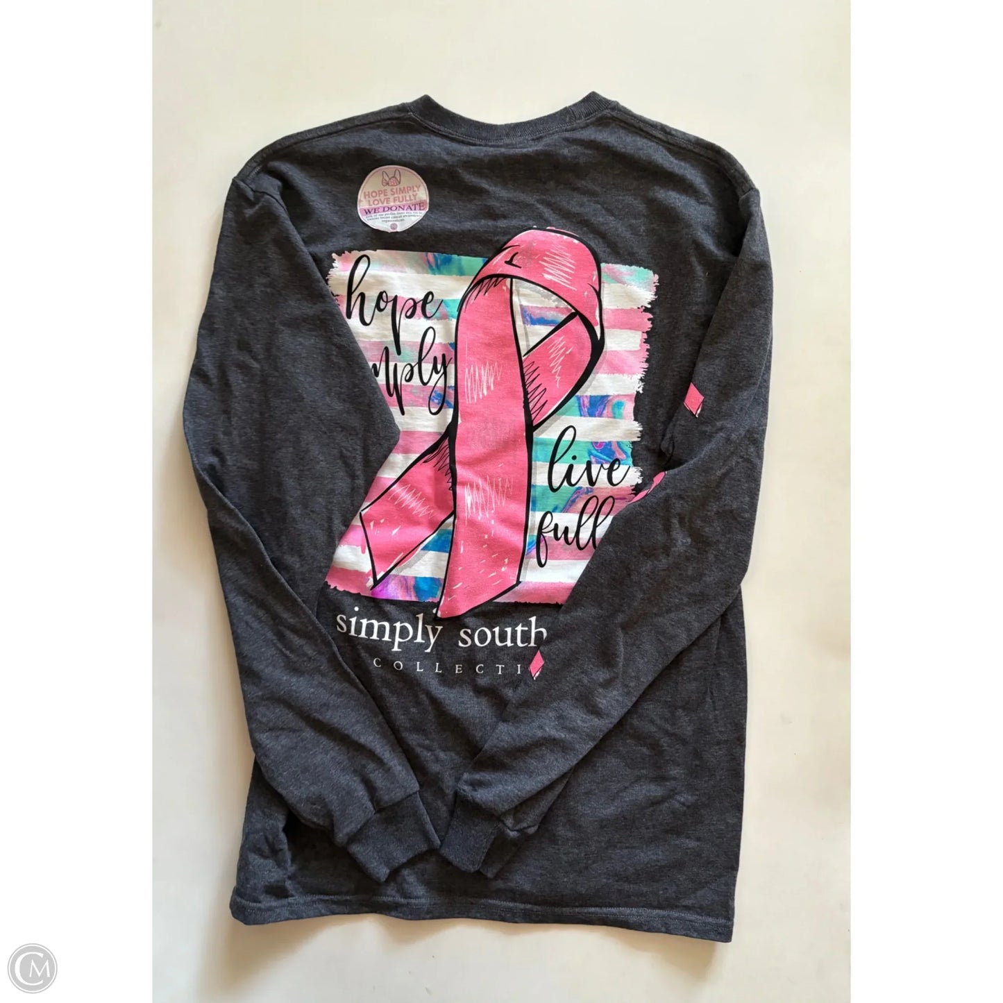 Top Long Sleeve By Simply Southern In Grey, Size: M