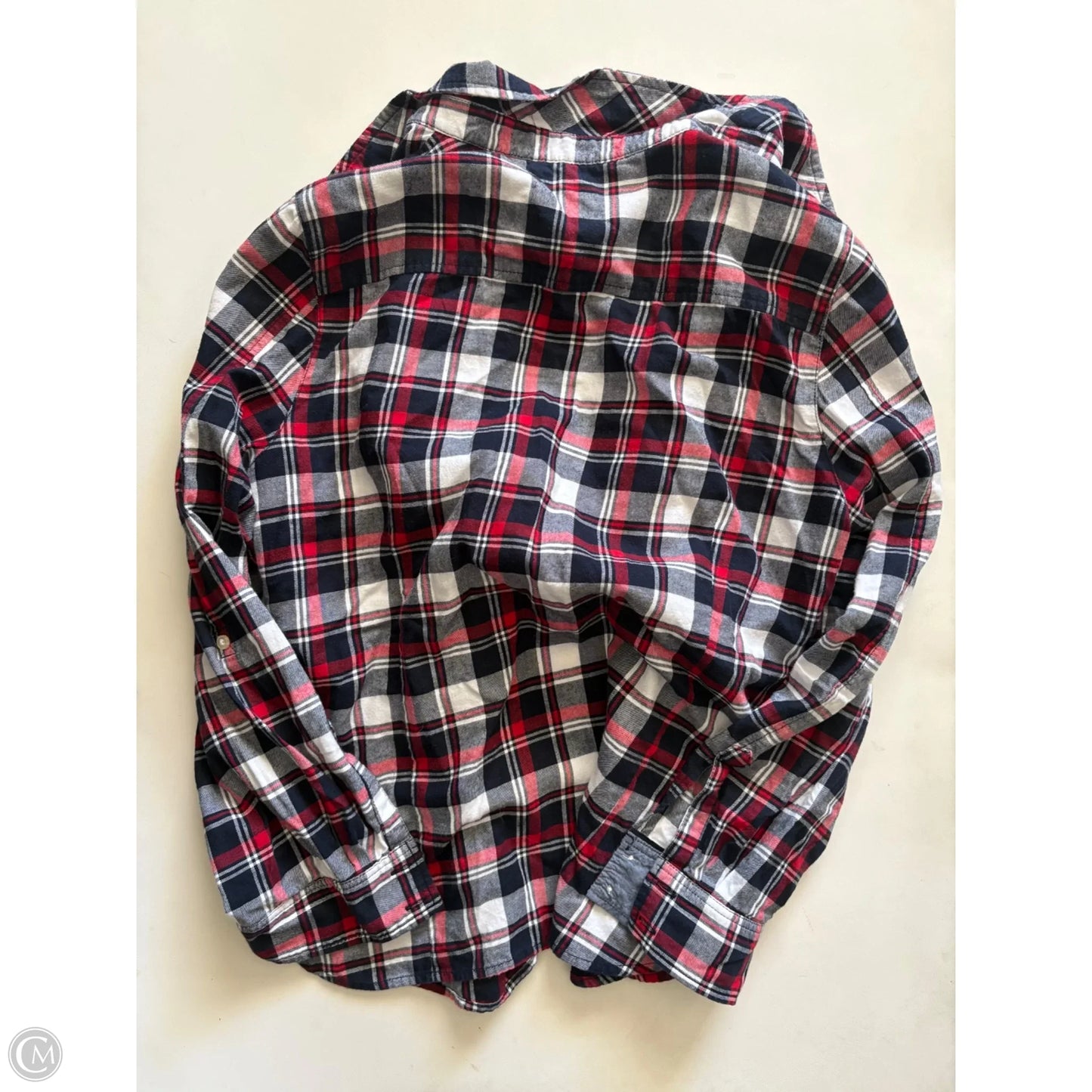 Top Long Sleeve By Tommy Hilfiger In Plaid Pattern, Size: L