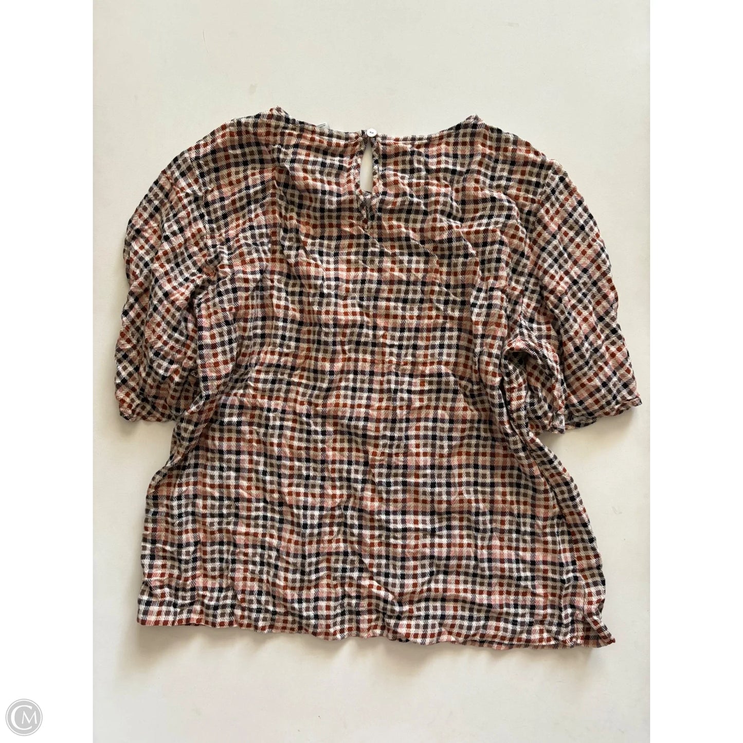 Top Short Sleeve By A New Day In Plaid Pattern, Size: M