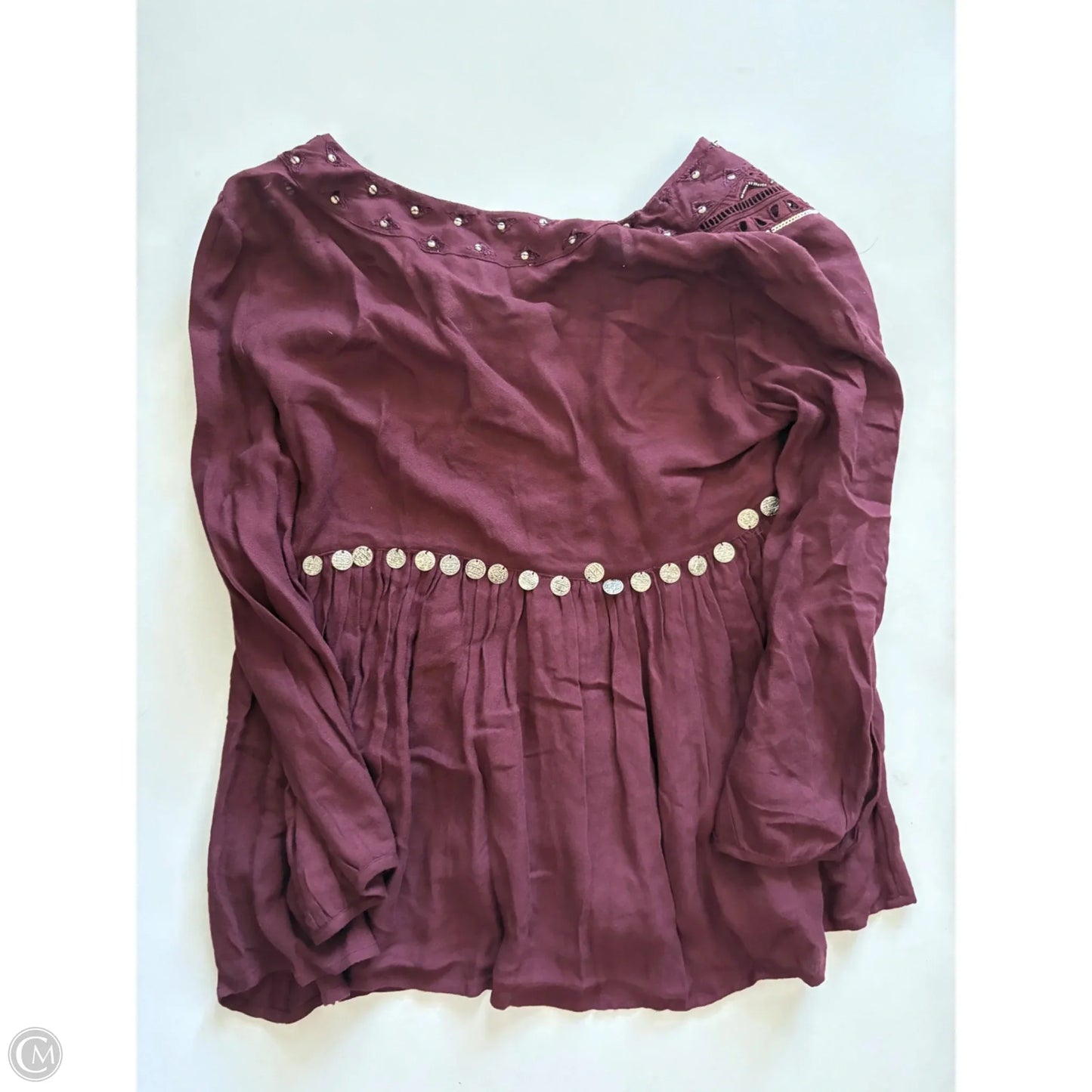 Top Long Sleeve By Abercrombie And Fitch In Maroon, Size: M