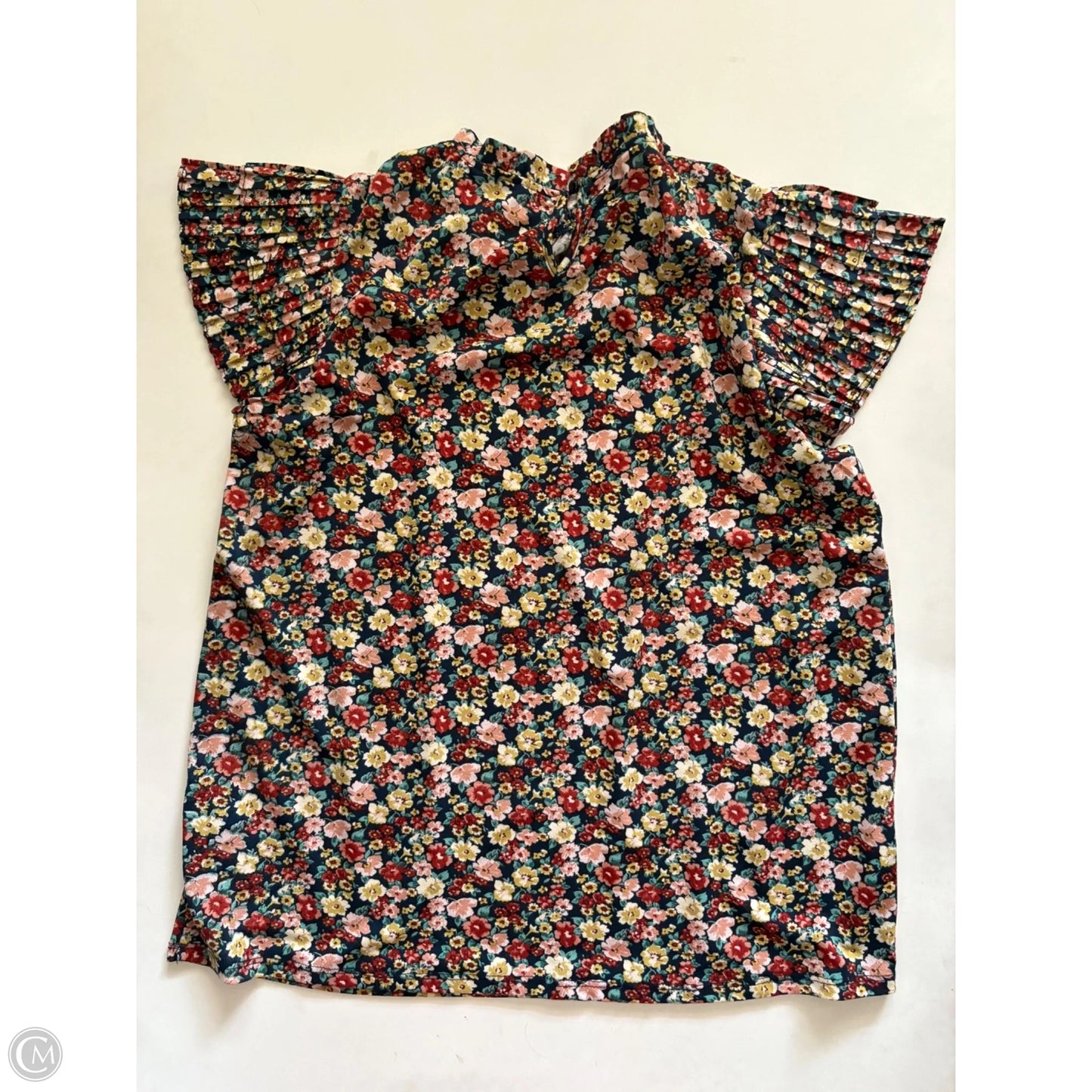 Top Short Sleeve By Adrianna Papell In Floral Print, Size: M
