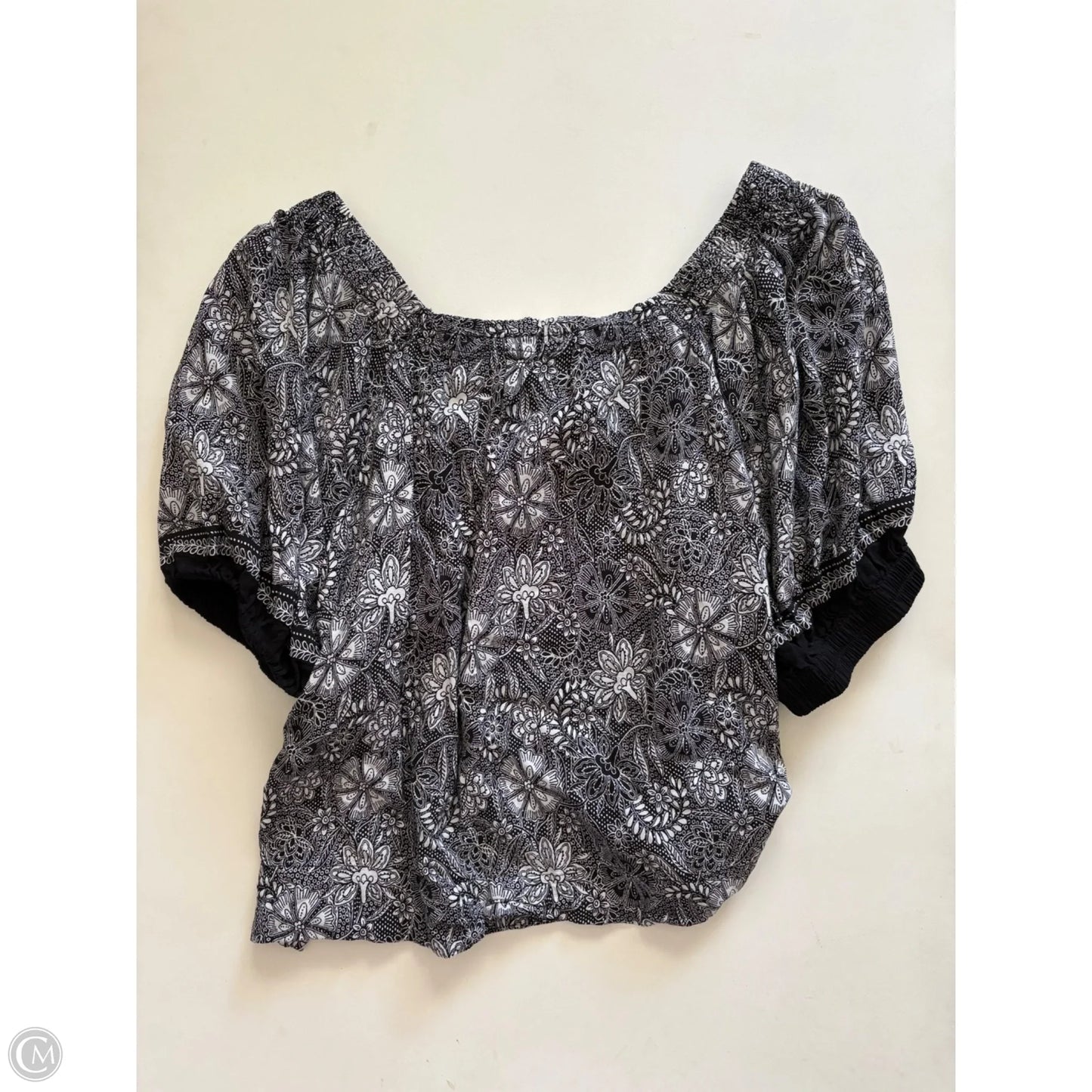 Top Short Sleeve By Loft In Black, Size: L