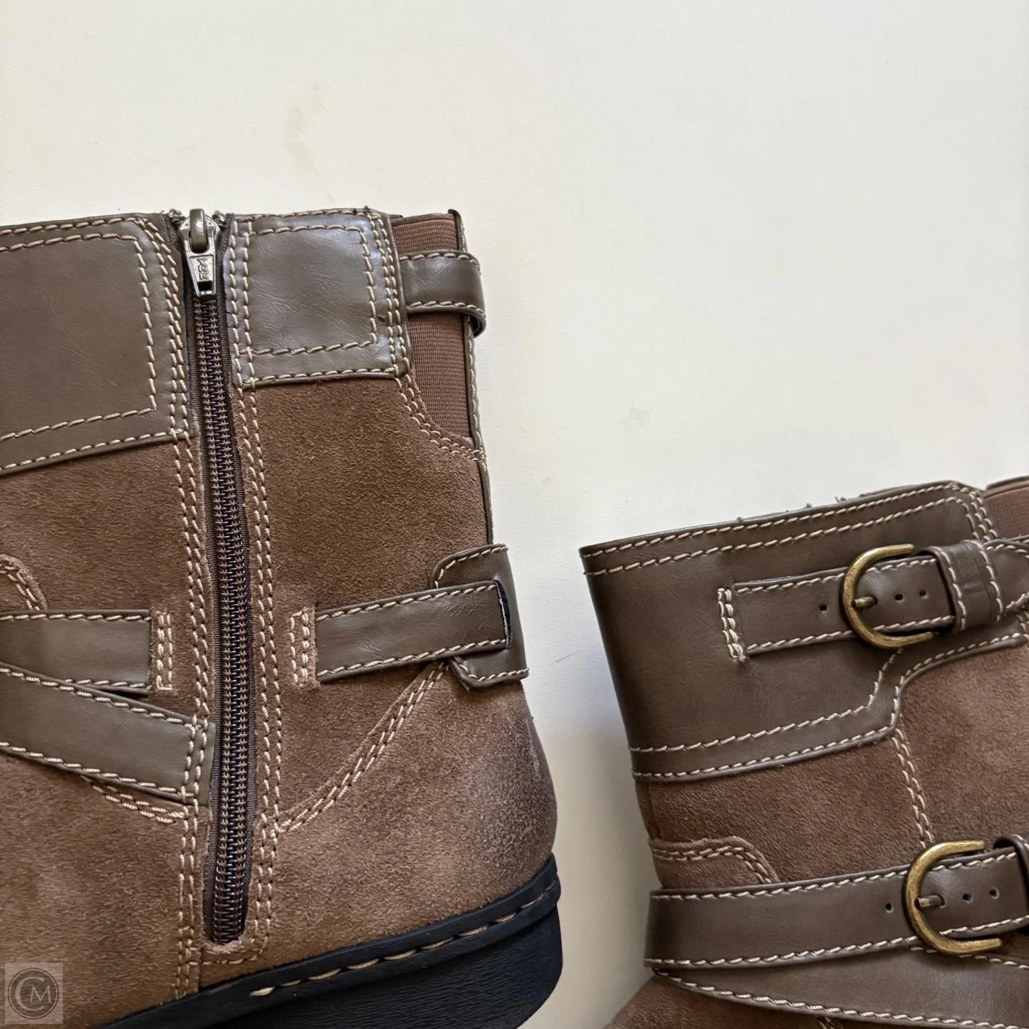 Boots Ankle Flats By Clarks In Brown, Size: 8