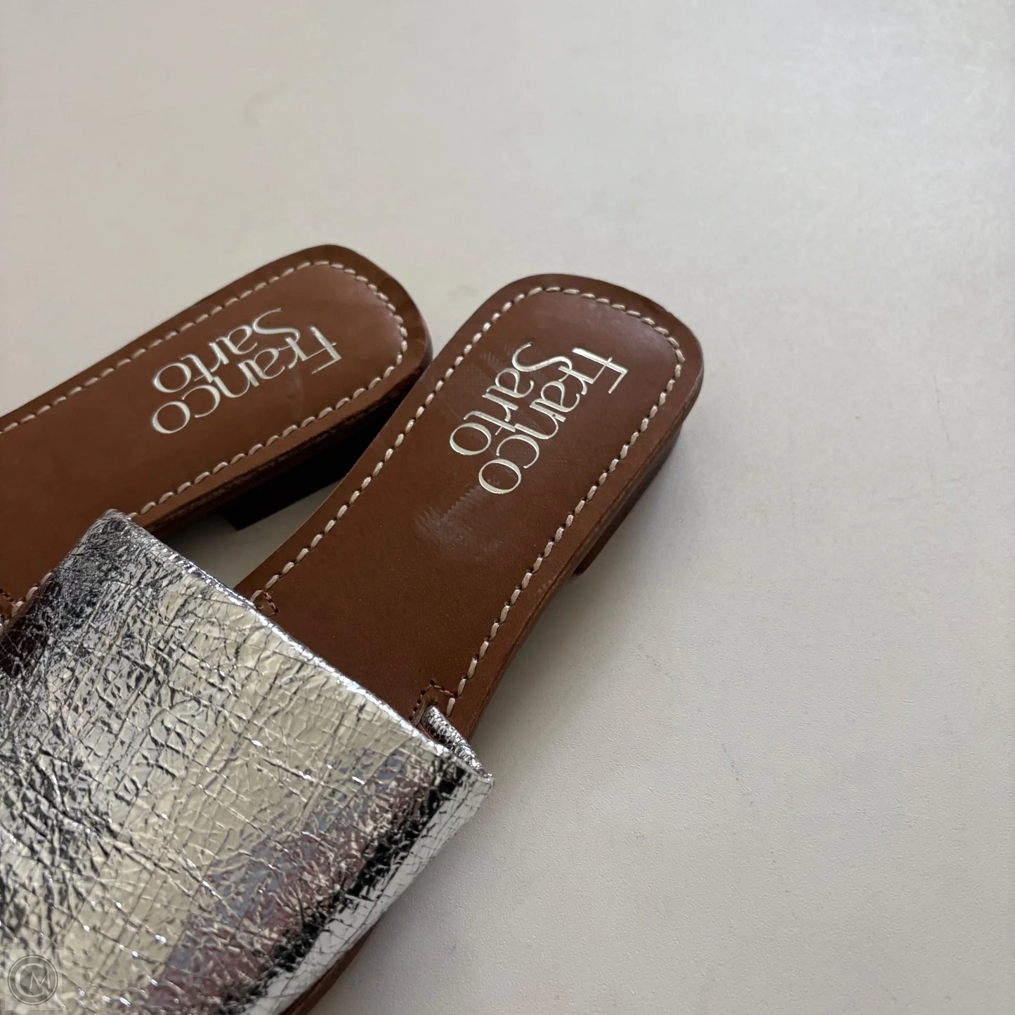 Sandals Flip Flops By Franco Sarto In Silver, Size: 9