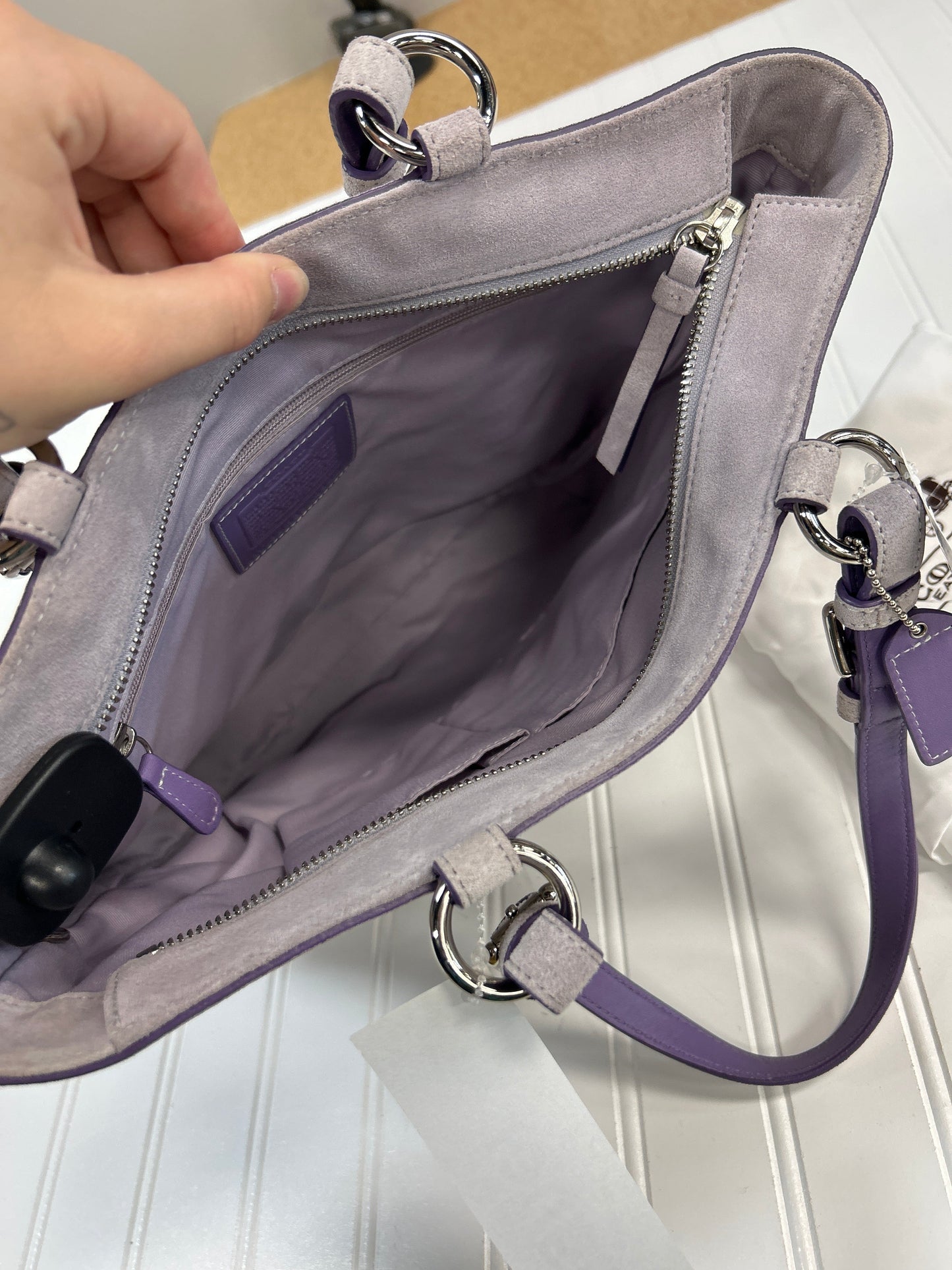 Handbag Designer By Coach In Purple, Size:Large