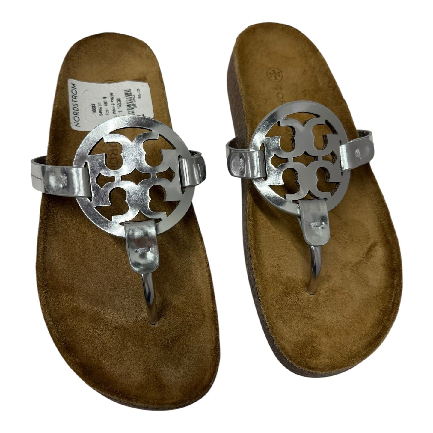 Sandals Designer By Tory Burch In Silver, Size:7.5