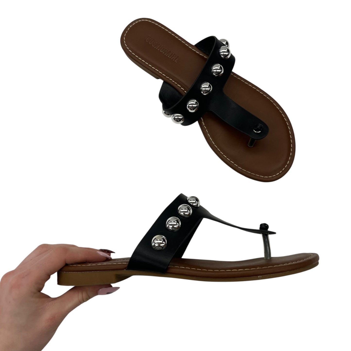 Sandals Flats By Cushionaire In Black, Size:8