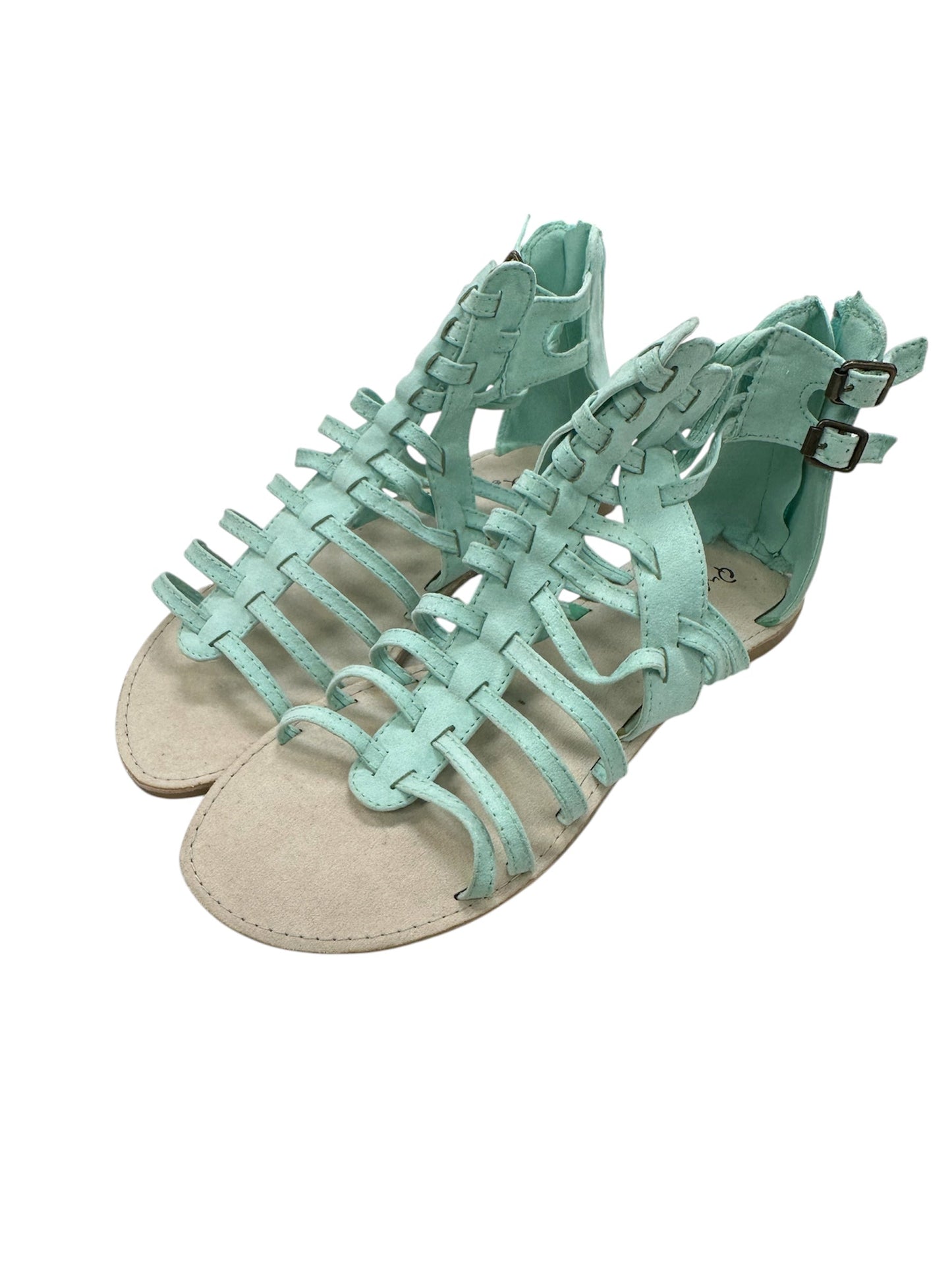 Sandals Flats By Qupid In Green, Size:8.5