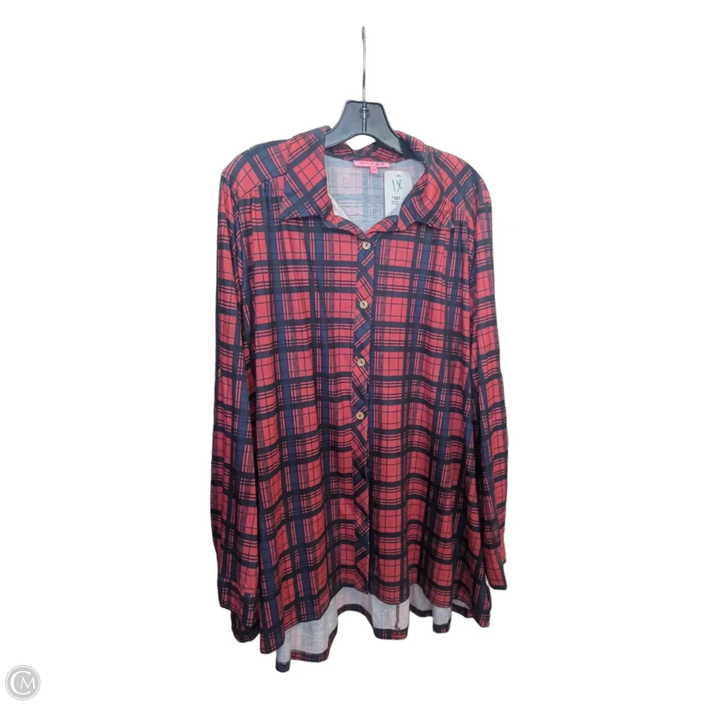 Top Long Sleeve By Clothes Mentor In Plaid Pattern, Size: 1x