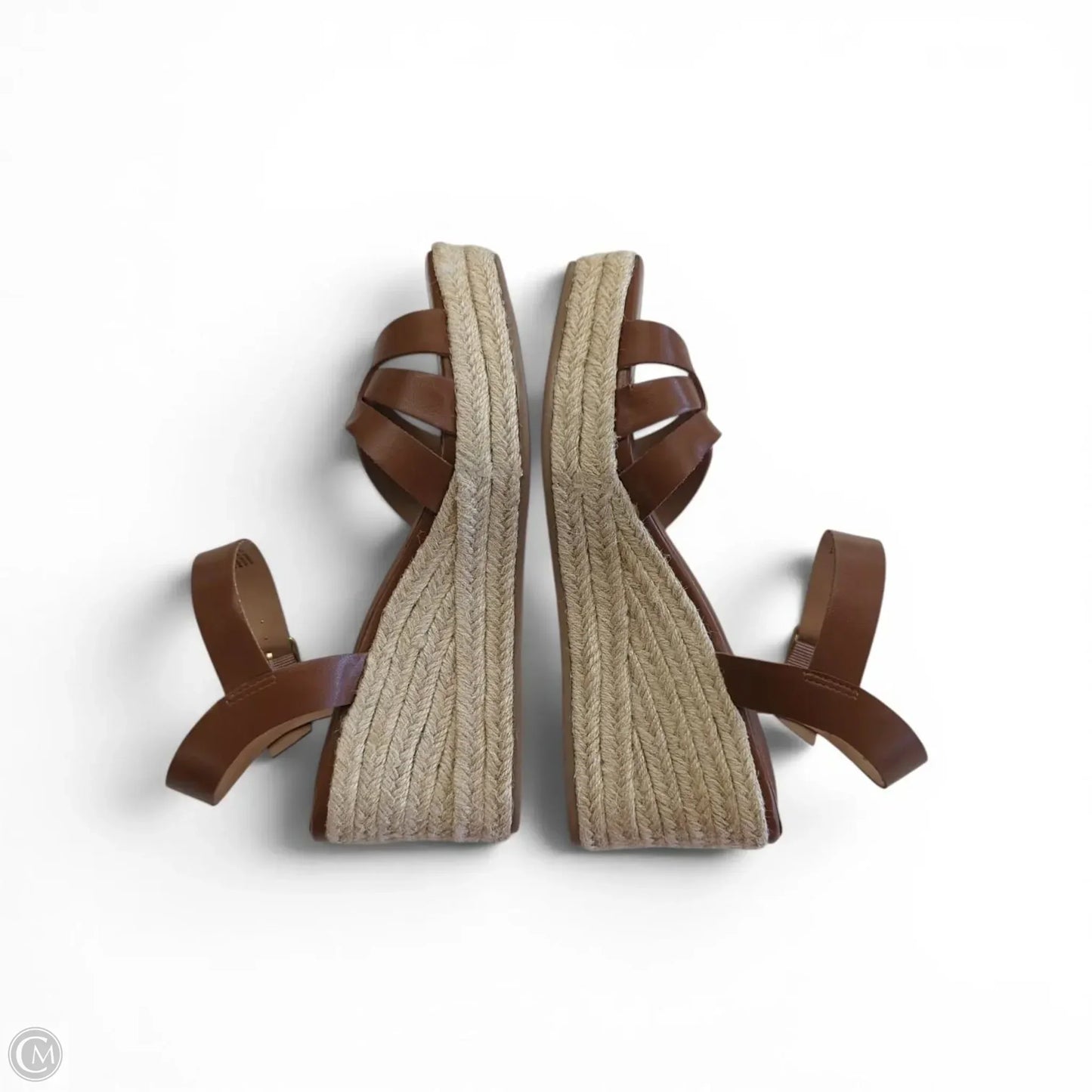 Sandals Heels Wedge By Time And Tru In Brown, Size: 8