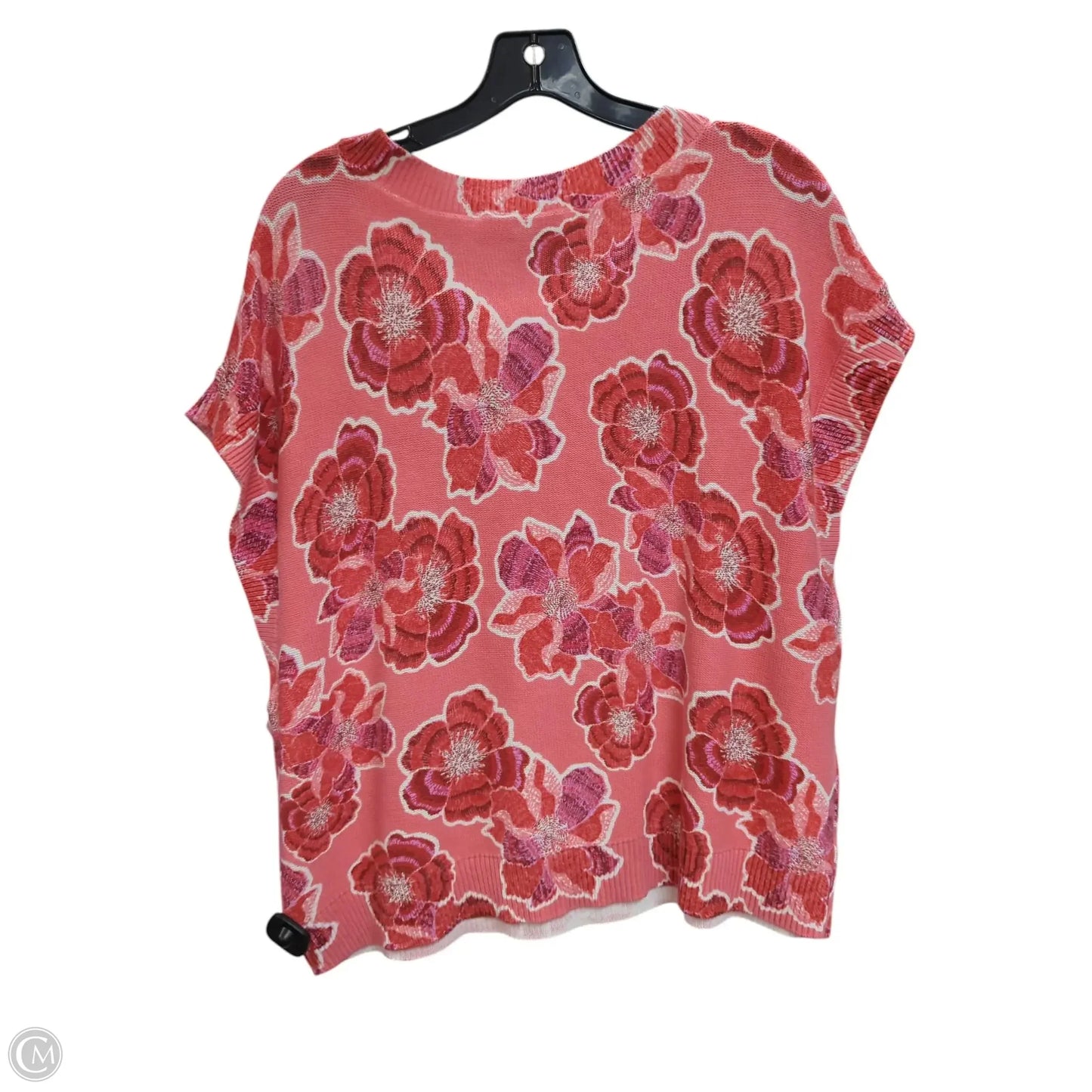 Top Sleeveless By Loft In Pink & White, Size: Xl