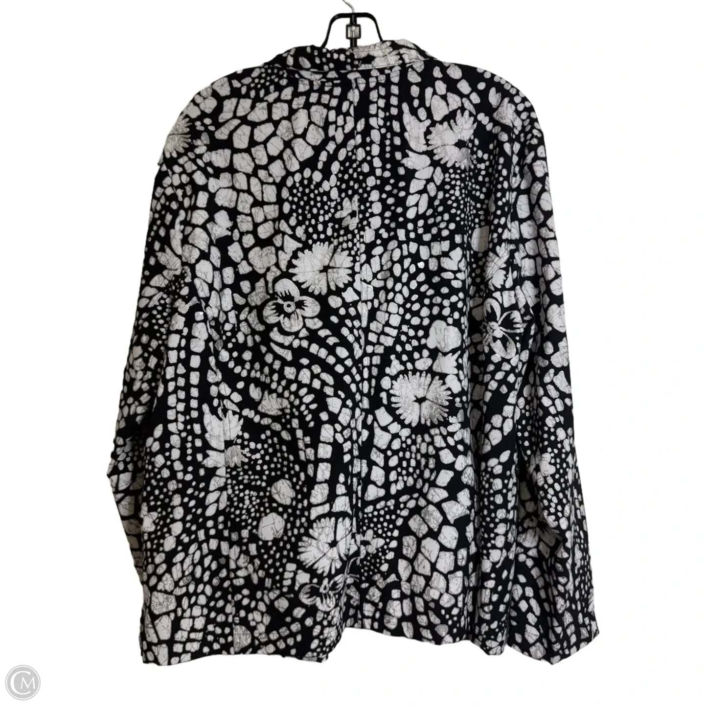 Jacket Windbreaker By Chicos In Black & White, Size: Xl