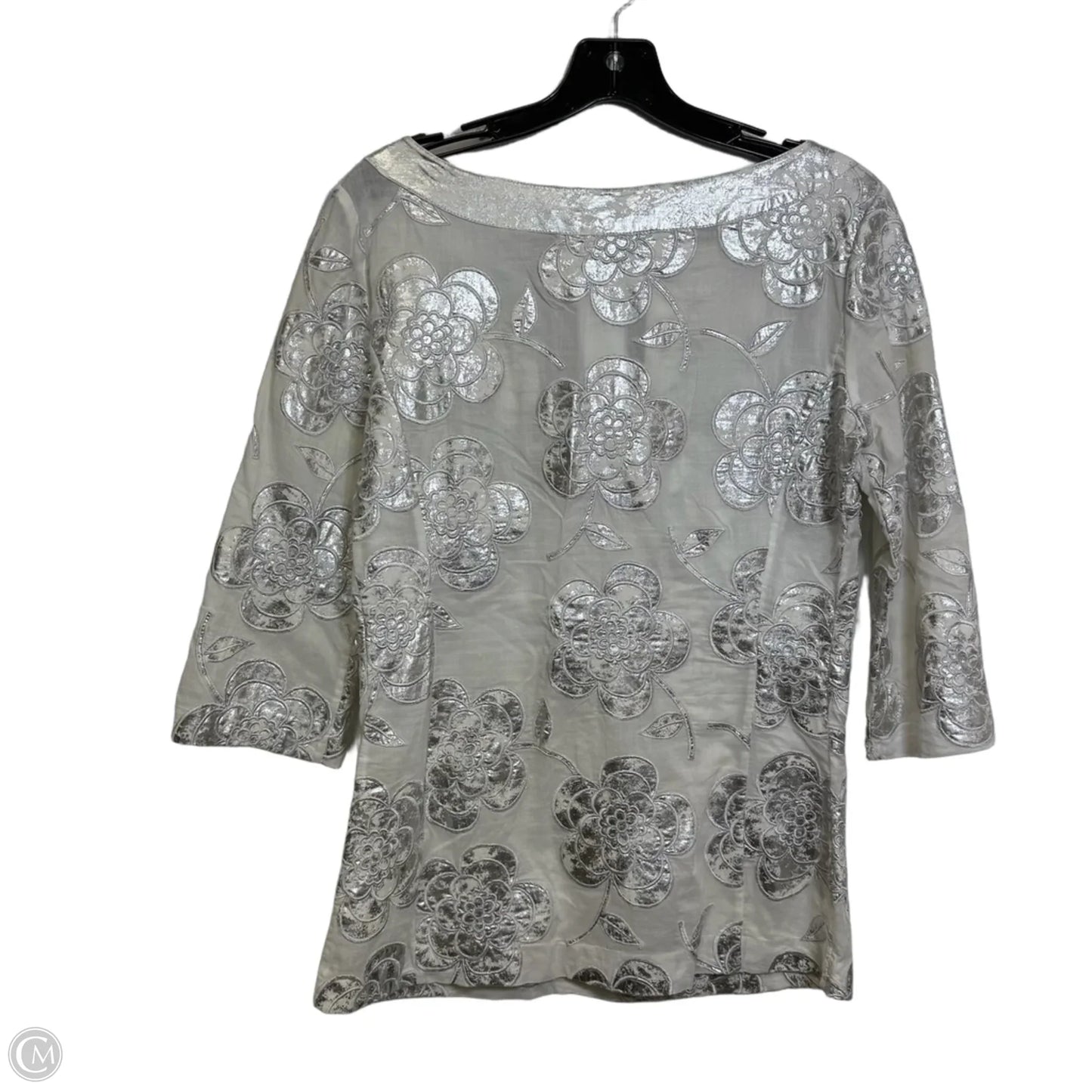 Top Long Sleeve Designer By Tory Burch In Silver, Size: 8