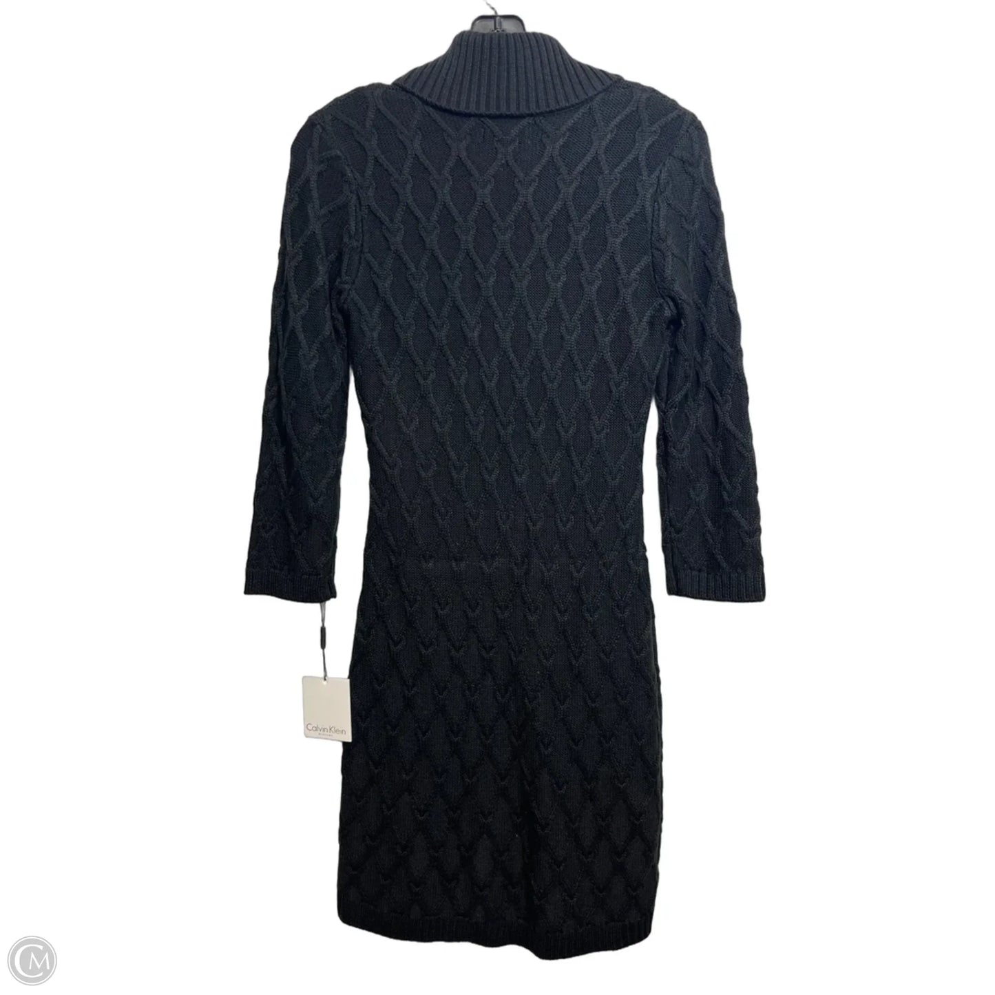 Sweater Dress Casual Short By Calvin Klein In Black, Size: S
