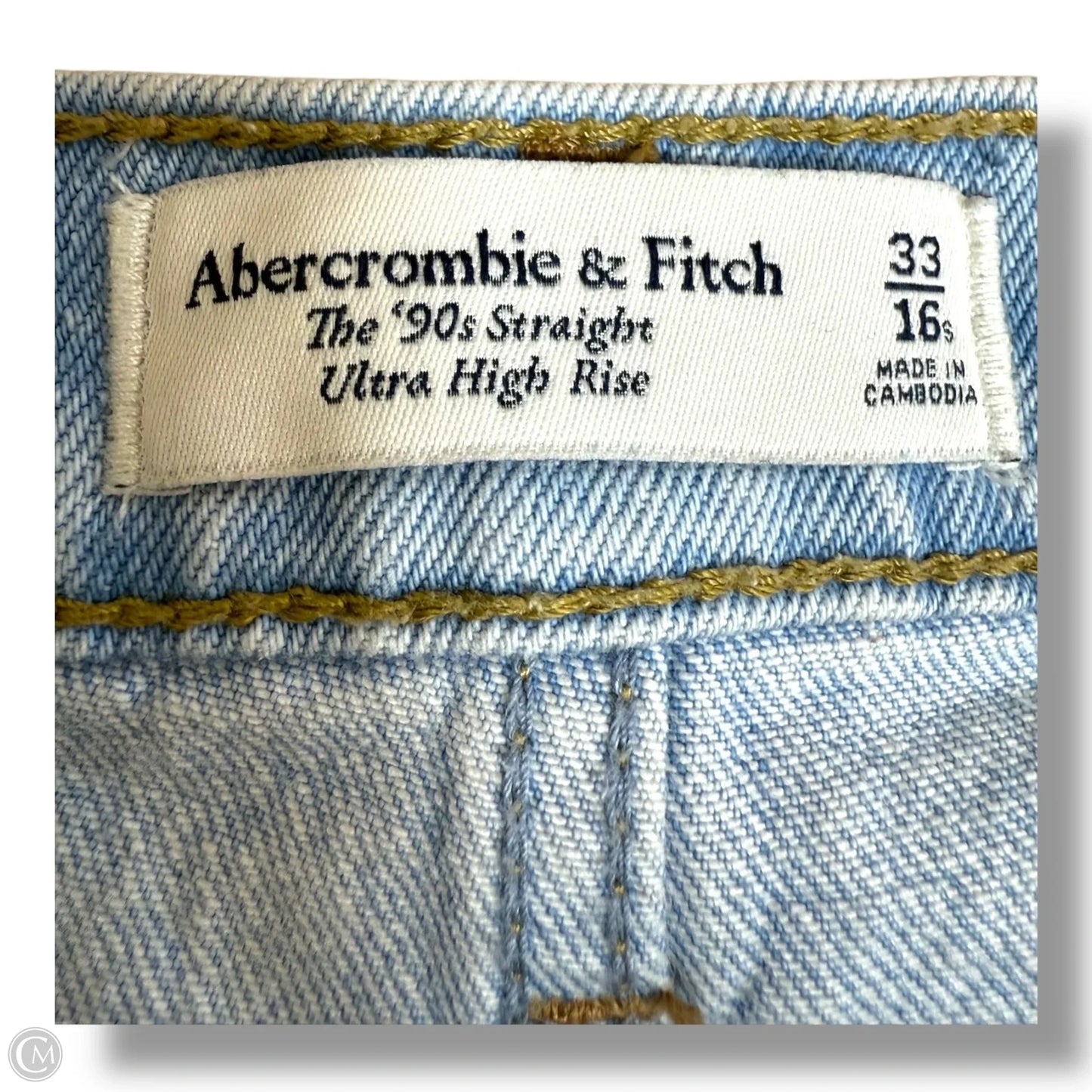 Jeans 90s straight ultra high rise By Abercrombie And Fitch In Blue Denim, Size: 16