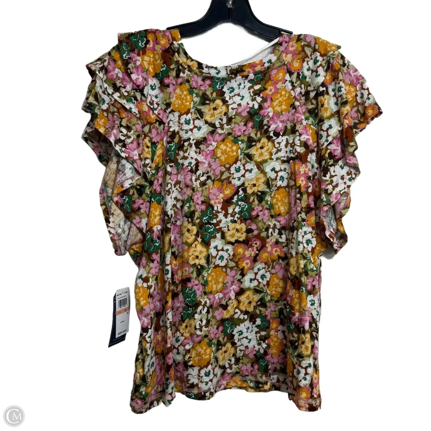Top Short Sleeve By Democracy In Floral Print, Size: 2x