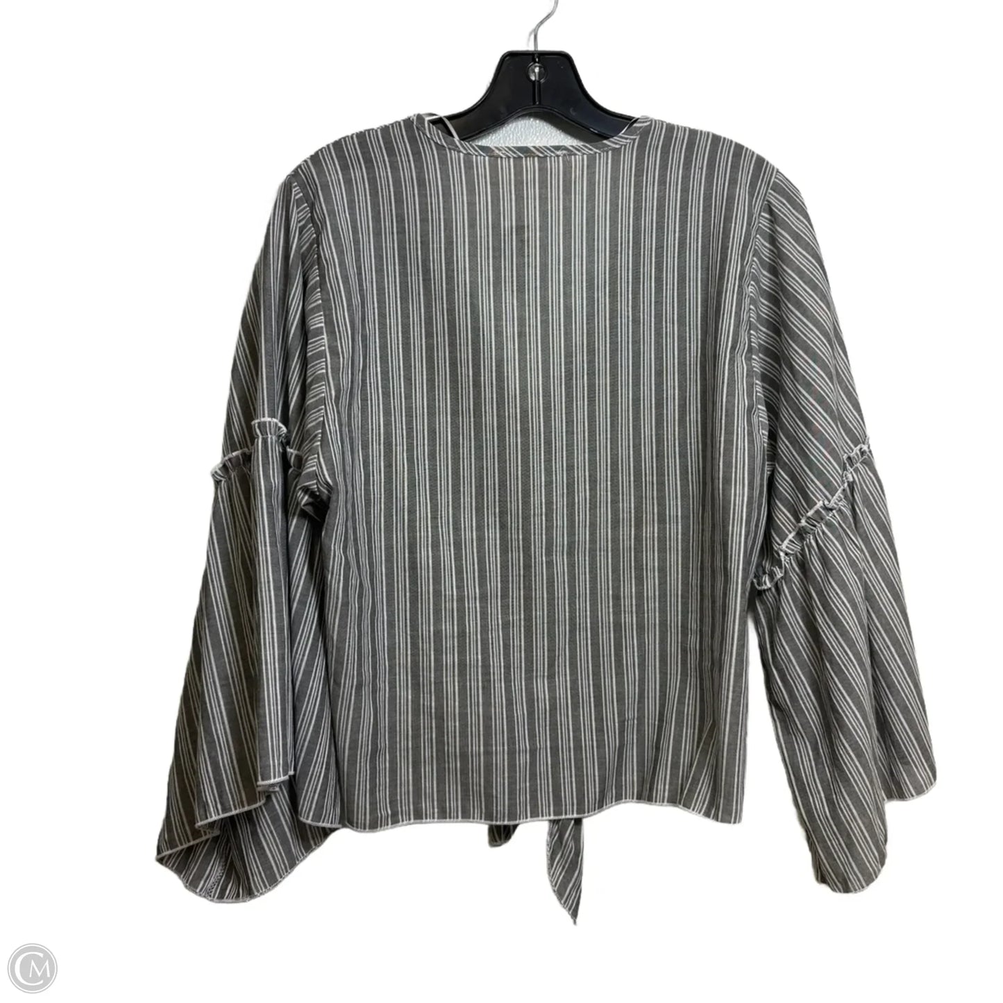 Top 3/4 Sleeve By Lavender Field In Grey & White, Size: S