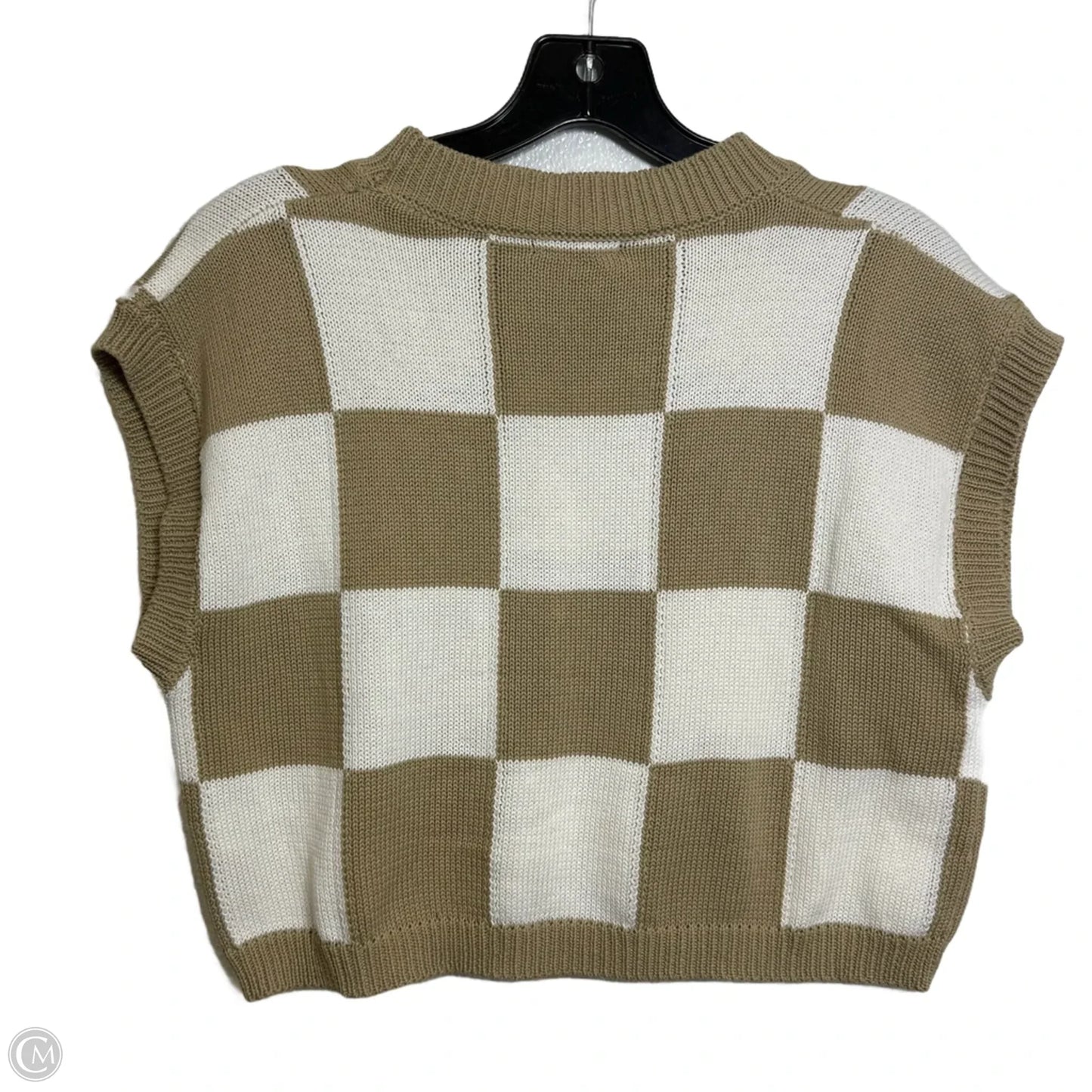 Vest Sweater By Papermoon In Tan & White, Size: Xs