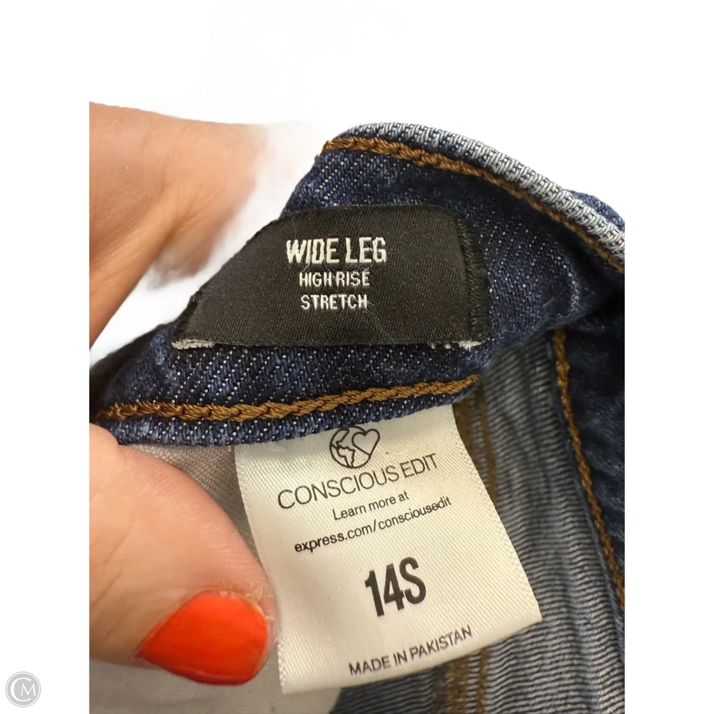 Jeans Wide Leg By Express In Blue Denim, Size: 14