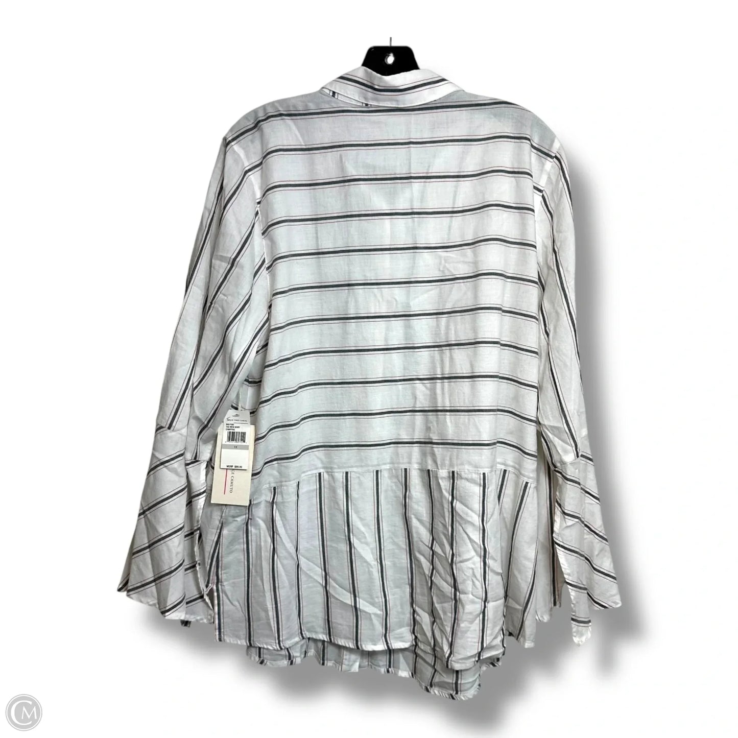 Blouse Long Sleeve By Vince Camuto In White, Size: 1x