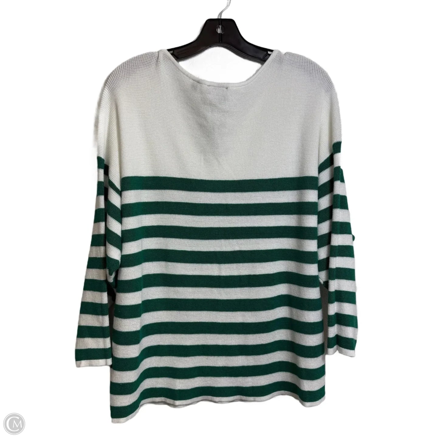Top Long Sleeve By Cyrus In Green & White, Size: 1x