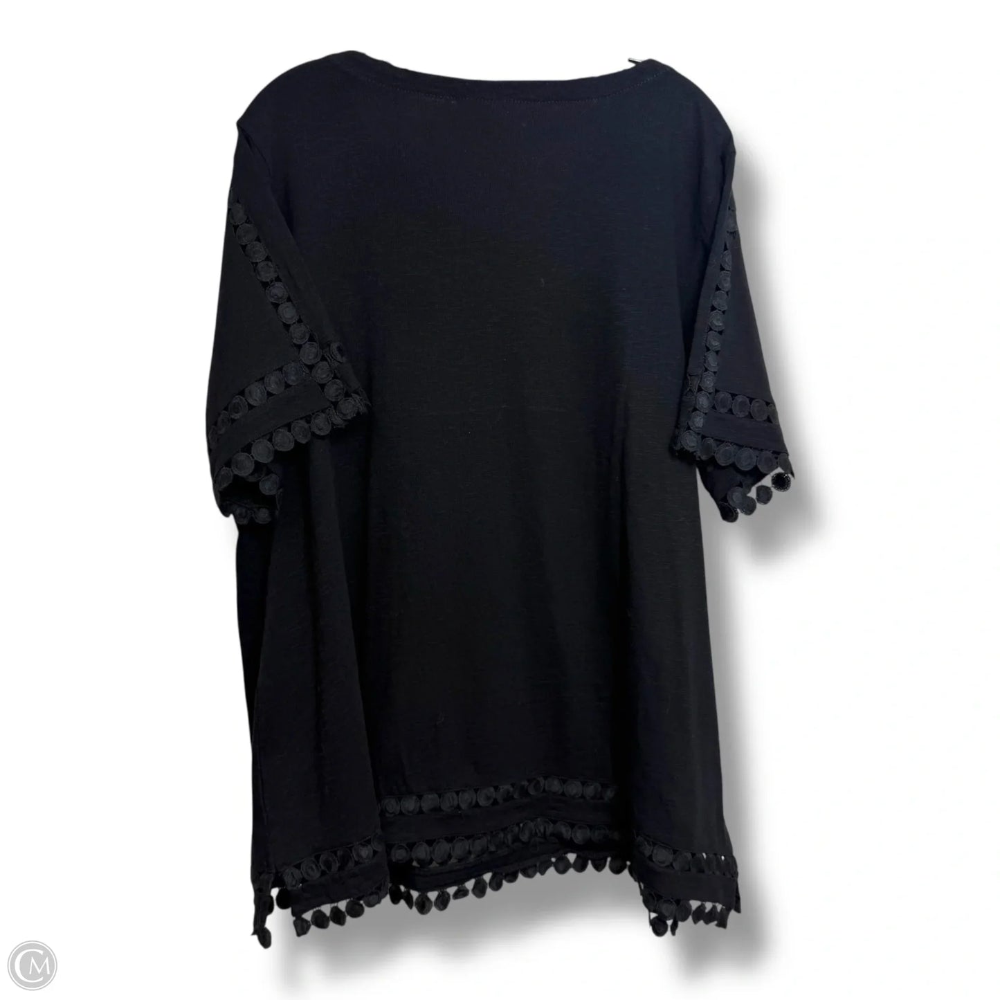 Top Short Sleeve By Charter Club In Black, Size: 3x