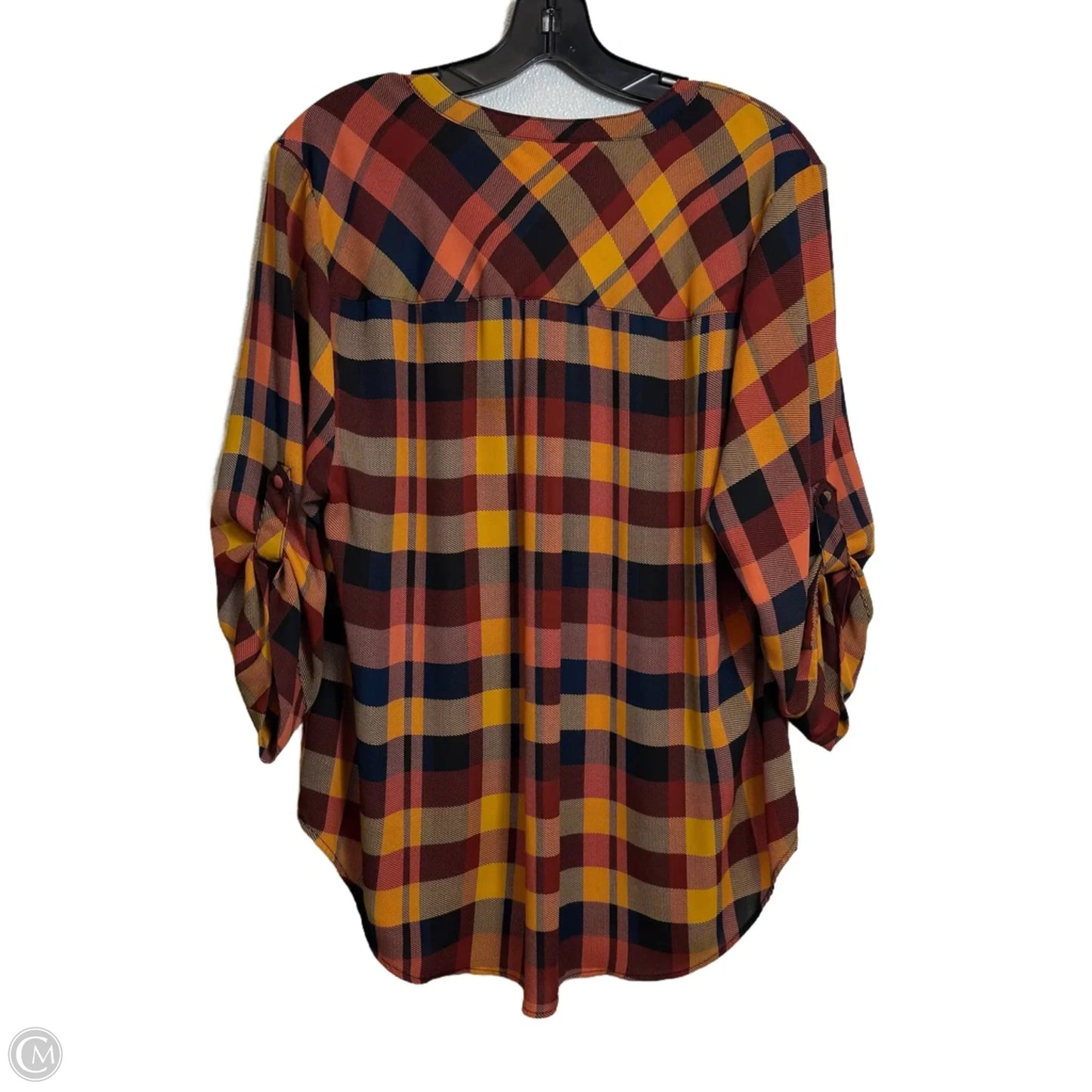 Top Long Sleeve By Torrid In Plaid Pattern, Size: 1x
