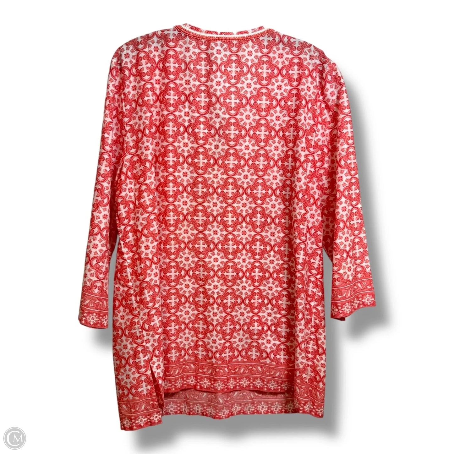 Top Long Sleeve Basic By Charter Club In Orange & White, Size: Xl