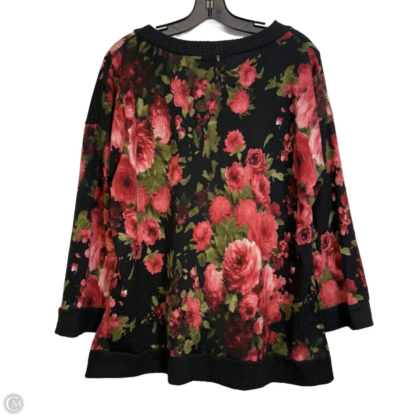 Top Long Sleeve Basic By White Birch In Floral Print, Size: M