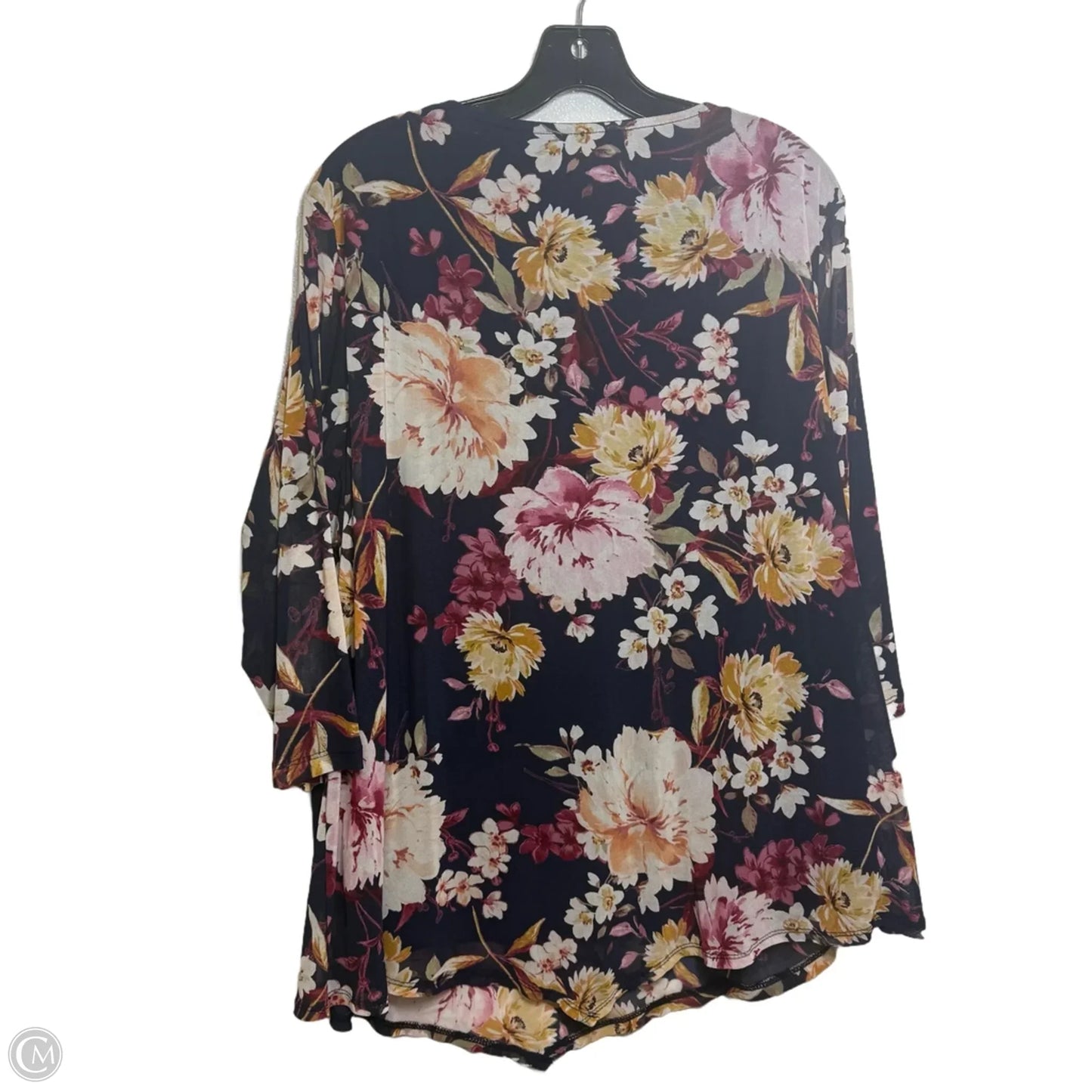 Top Long Sleeve Basic By Croft And Barrow In Floral Print, Size: 1x