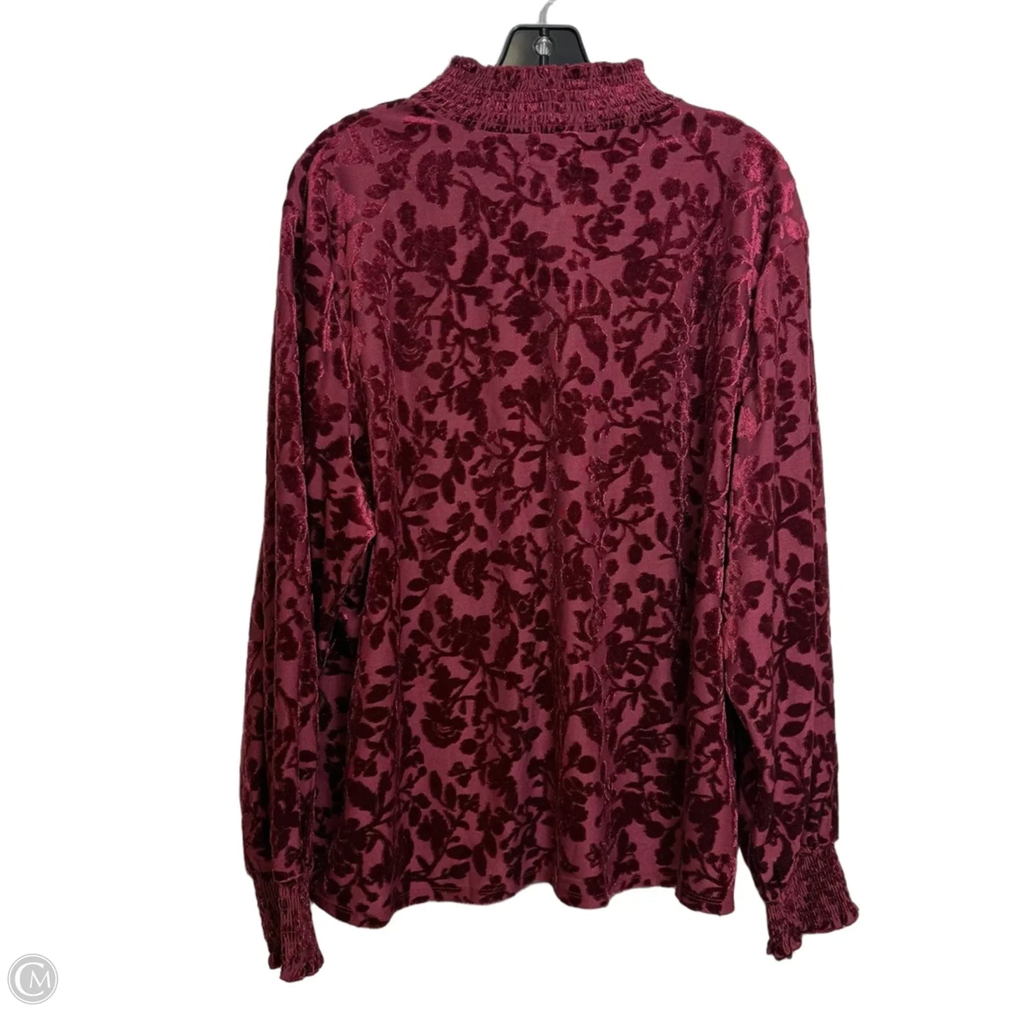Top Long Sleeve Basic By Maurices In Maroon, Size: 3x
