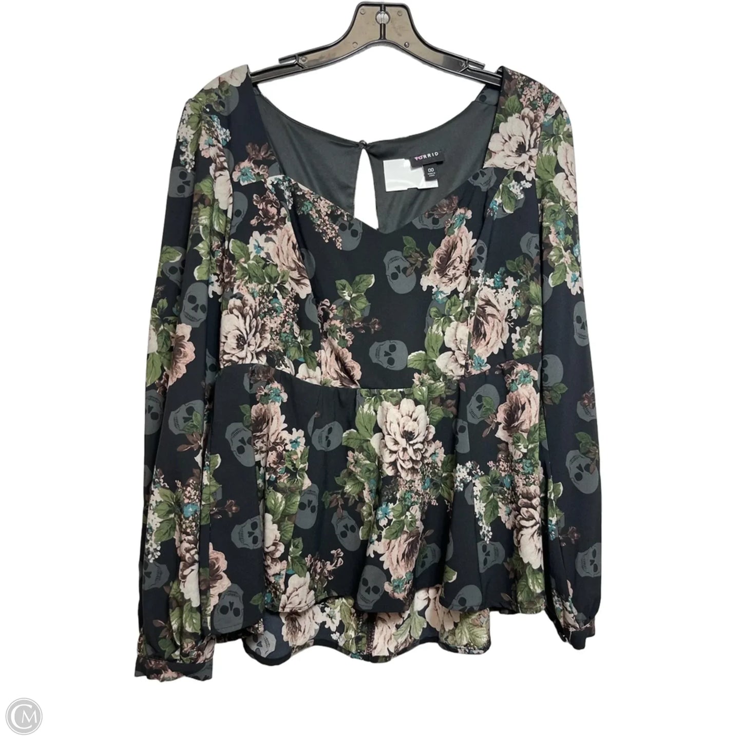 Top Long Sleeve By Torrid In Black & Green, Size: M