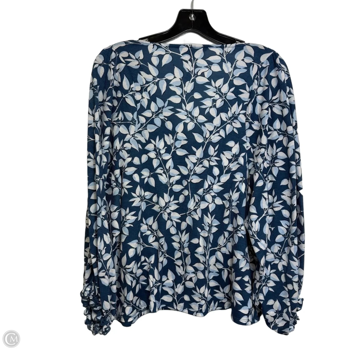 Top Long Sleeve By Banana Republic In Blue & White, Size: M