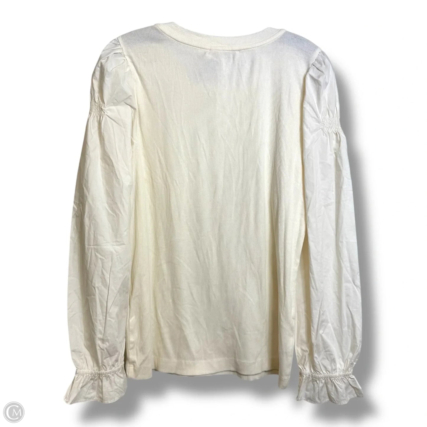 Top Long Sleeve By Loft In White, Size: L