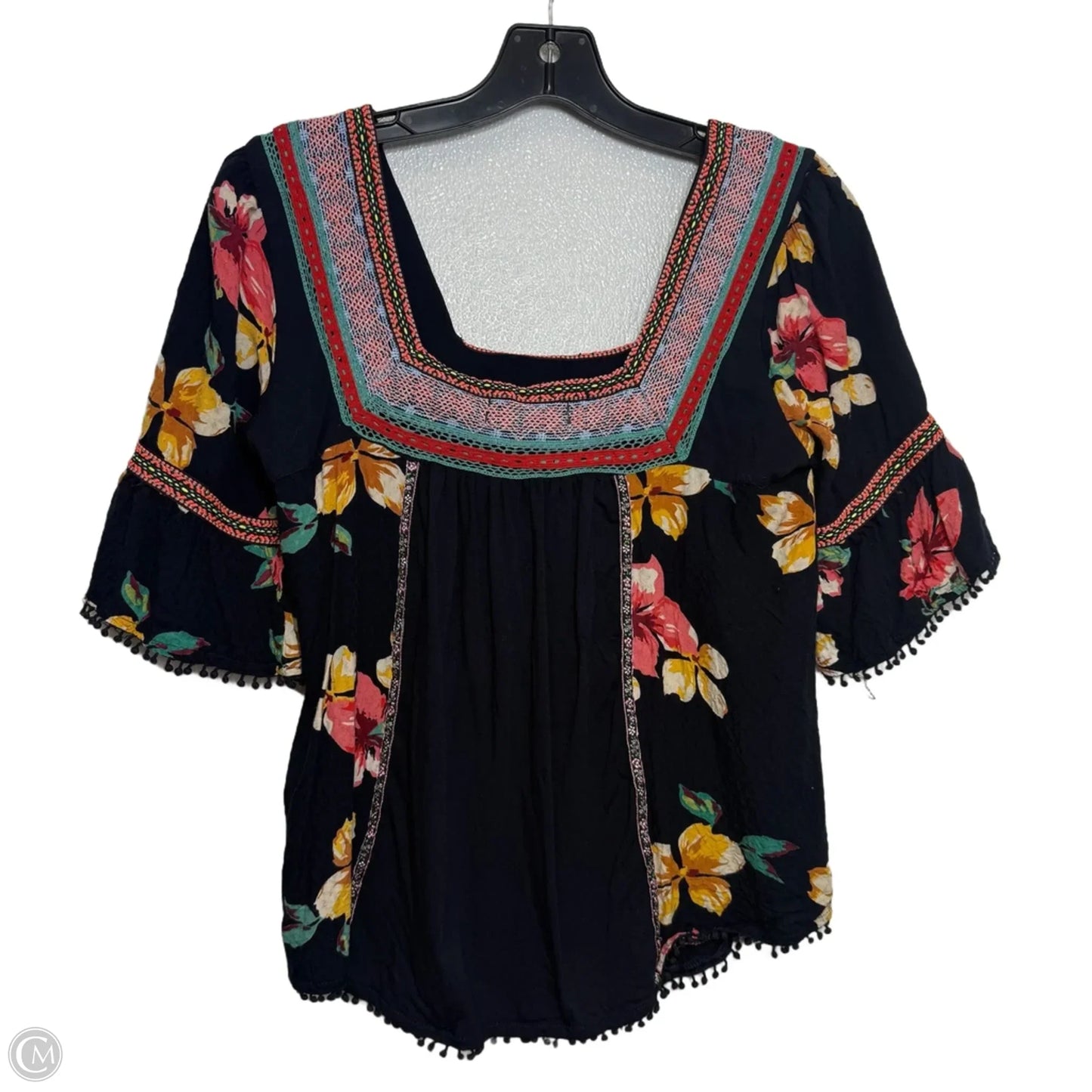 Top Short Sleeve By Anthropologie In Floral Print, Size: Xs