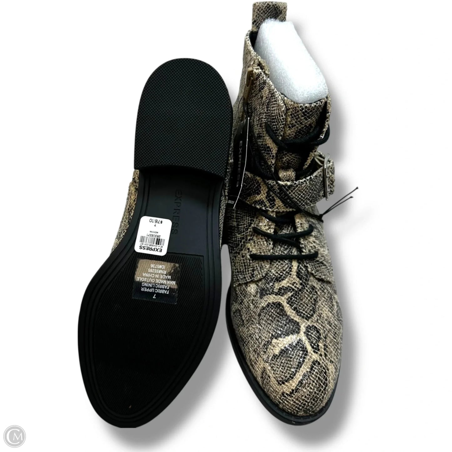 Boots Ankle Flats By Express In Snakeskin Print, Size: 7