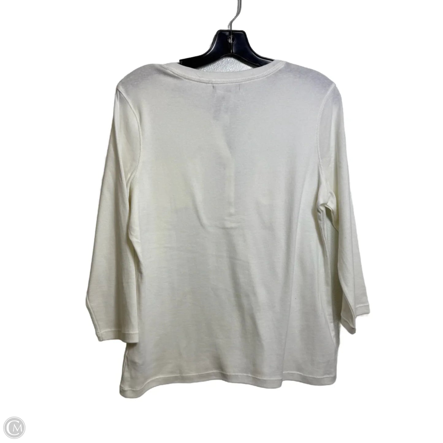 Top 3/4 Sleeve By Chaps In White, Size: L