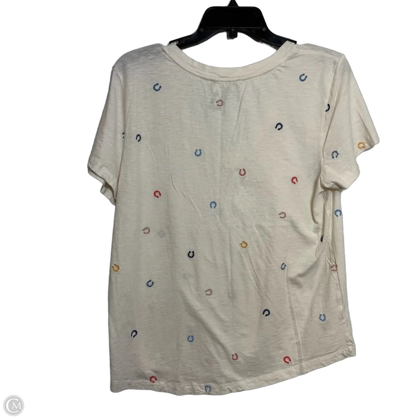 Top Short Sleeve Basic By Loft In Ivory, Size: L