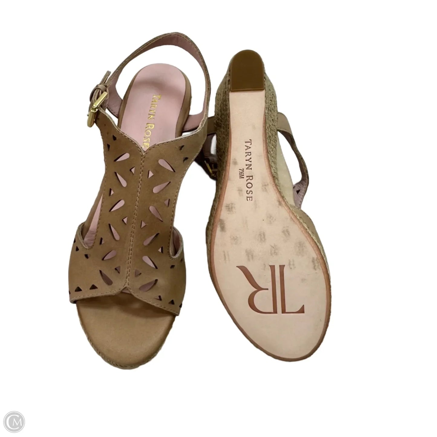 Sandals Heels Wedge By Taryn Rose In Tan, Size: 7.5